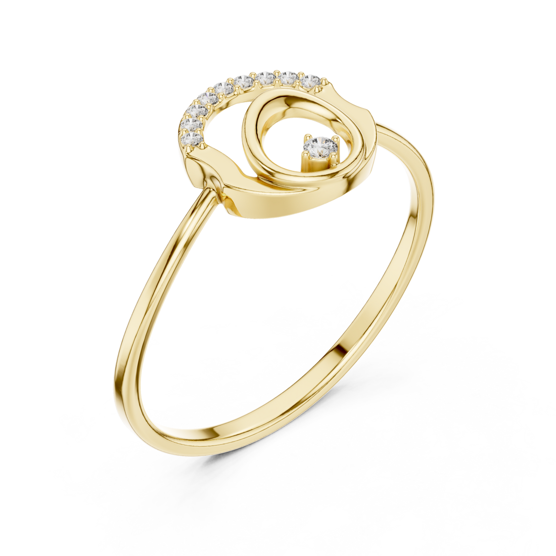Gold Infinite Curve Harmony Accent Ring Right View