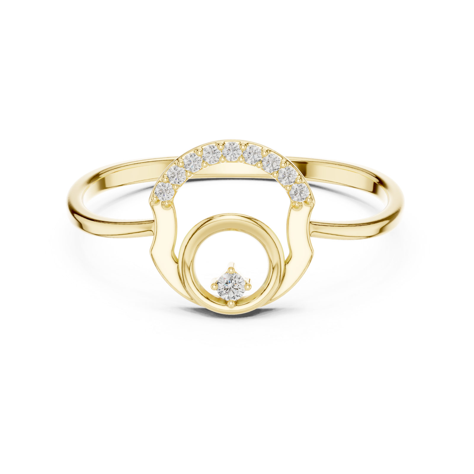  Gold Infinite Curve Harmony Accent Ring Front View