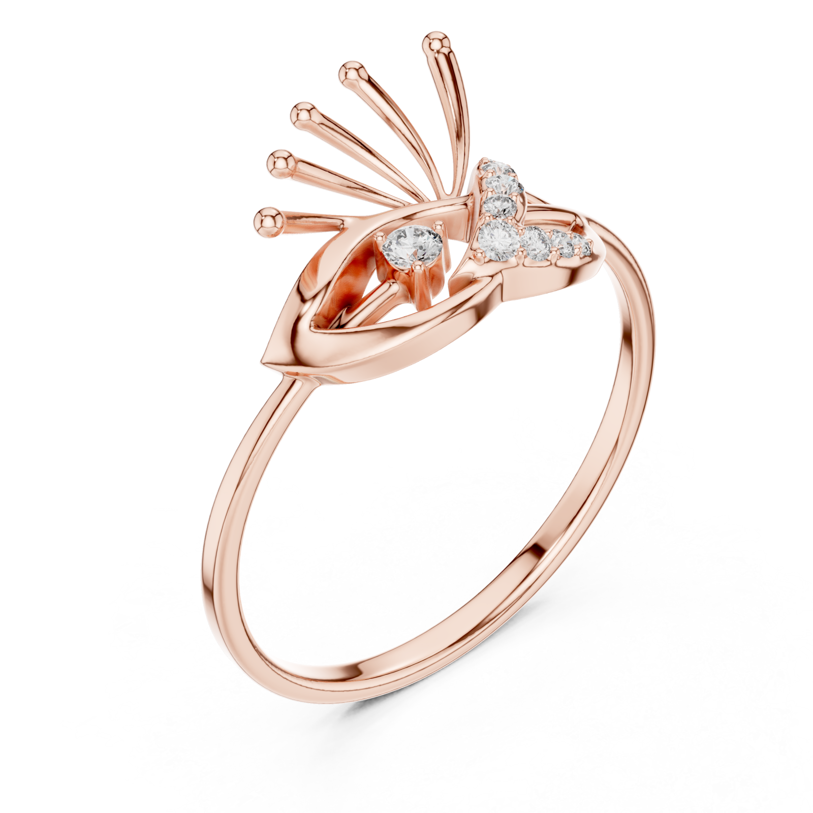  Rose Gold Connection of Light Flare Accent Ring Right View