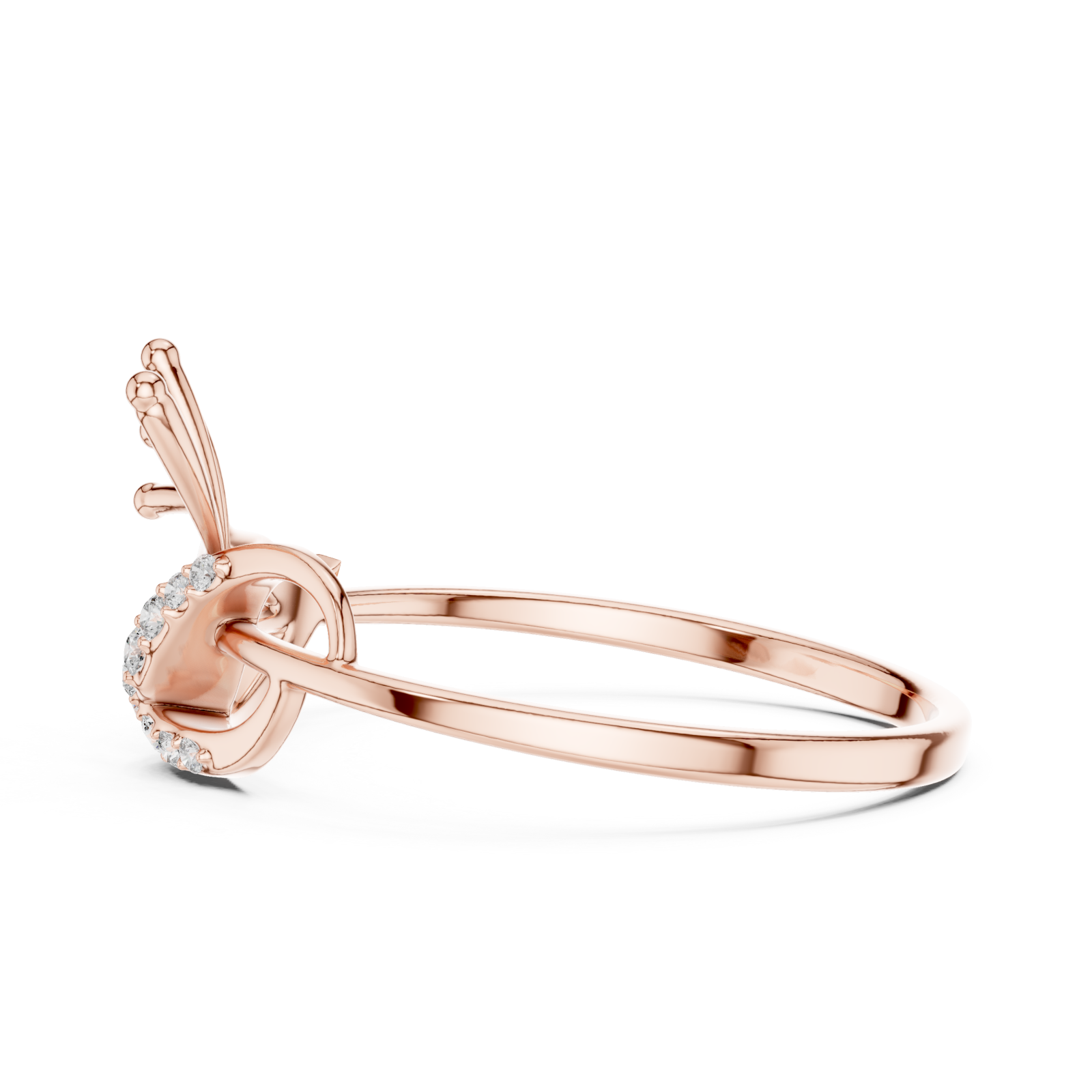  Rose Gold Connection of Light Flare Accent Ring Side View