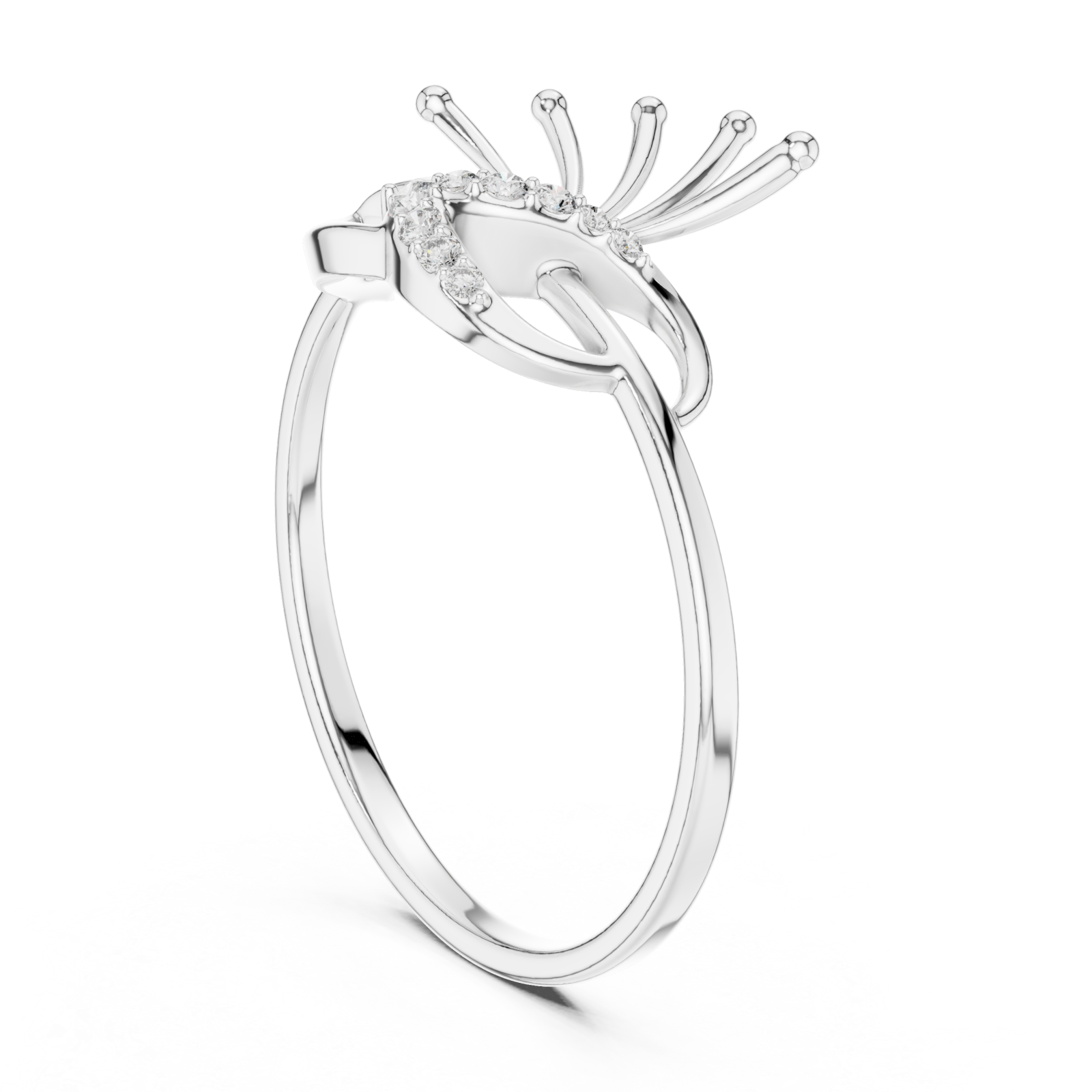  White Gold Connection of Light Flare Accent Ring Left View