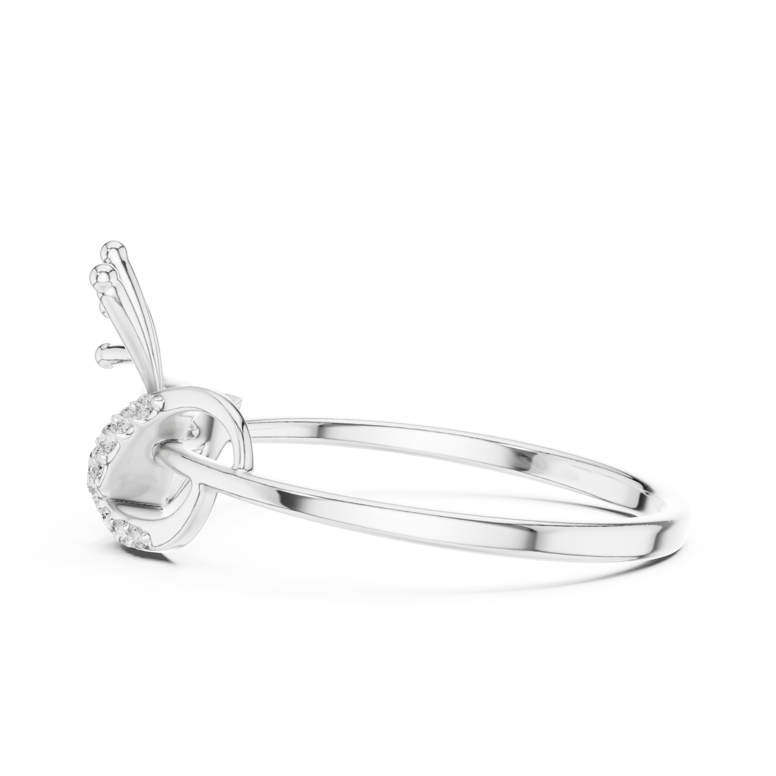  White Gold Connection of Light Flare Accent Ring Side View