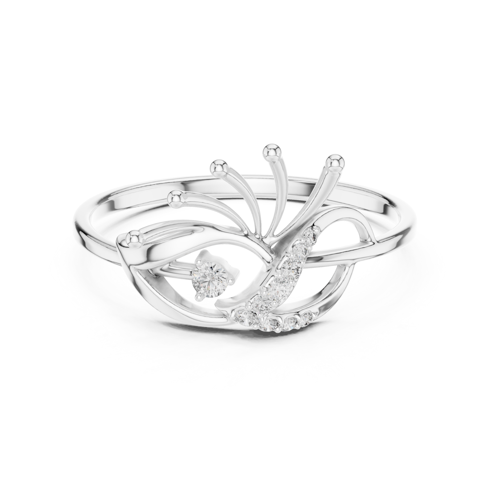  White Gold Connection of Light Flare Accent Ring Front View