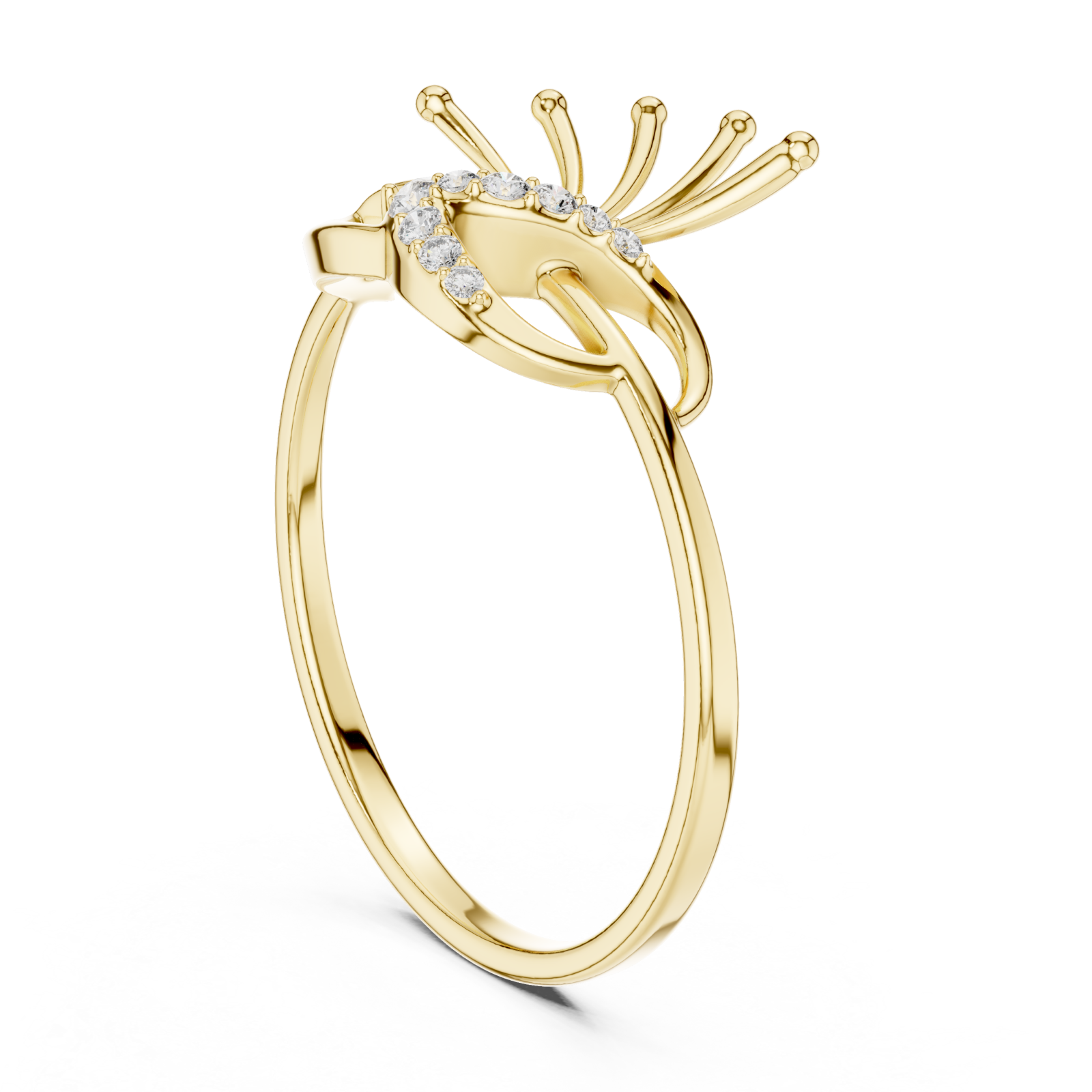  Gold Connection of Light Flare Accent Ring Left View