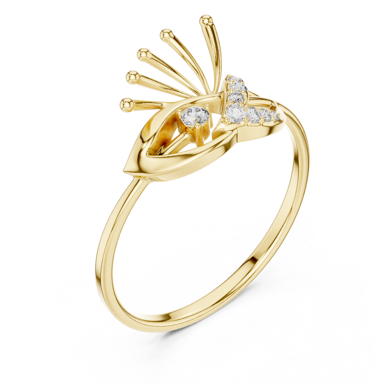 Gold Connection of Light Flare Accent Ring Right View