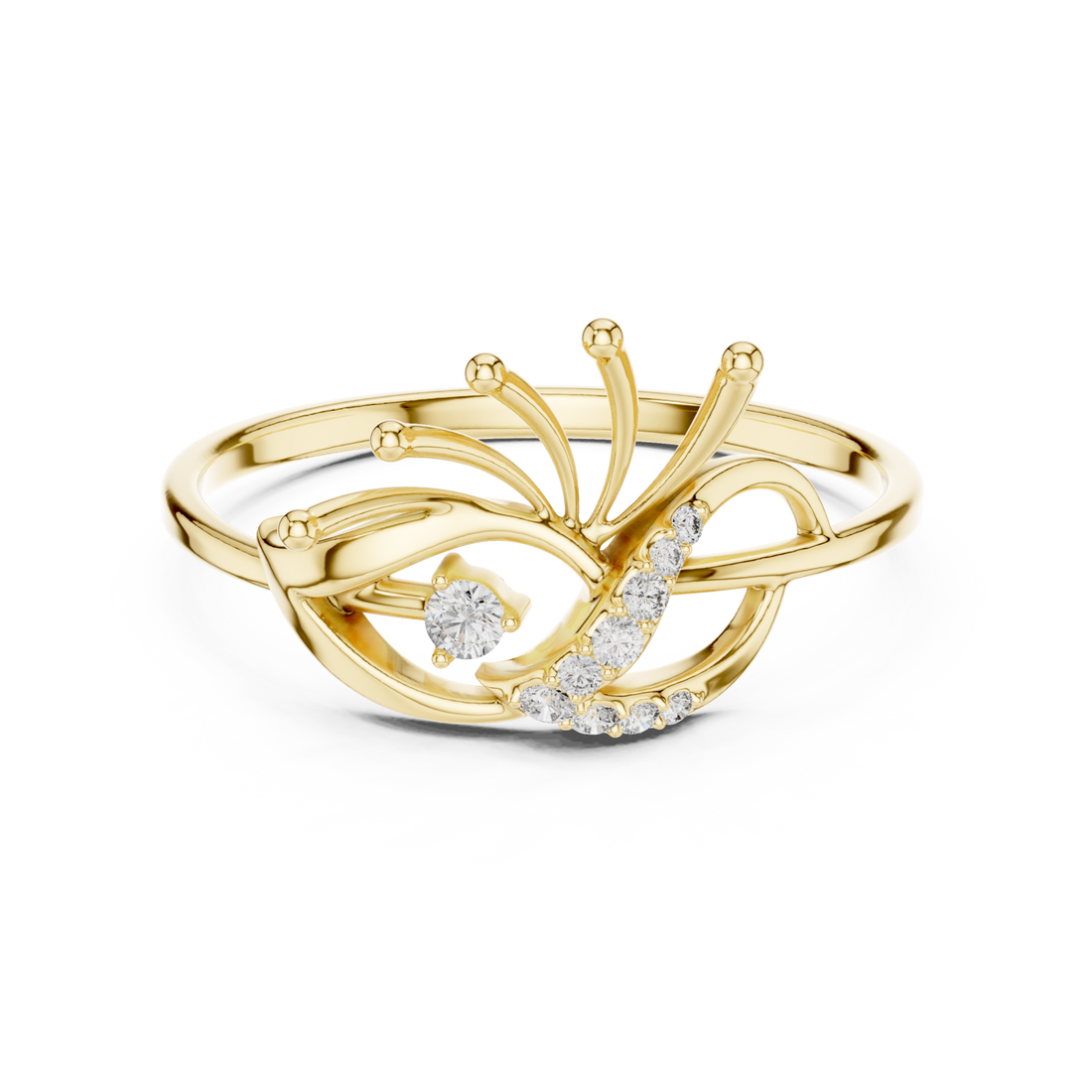 Gold Connection of Light Flare Accent Ring Right View
