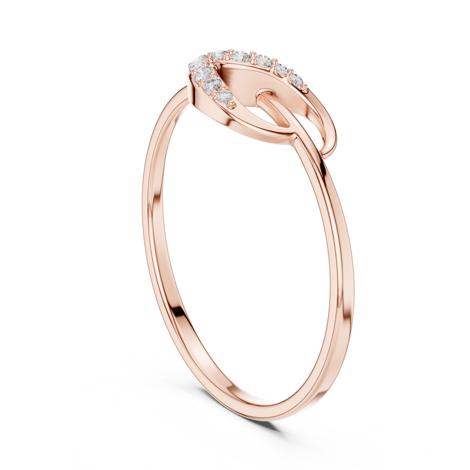  Rose Gold Radiant Touch Infinity Echo Solitaire Ring Left View