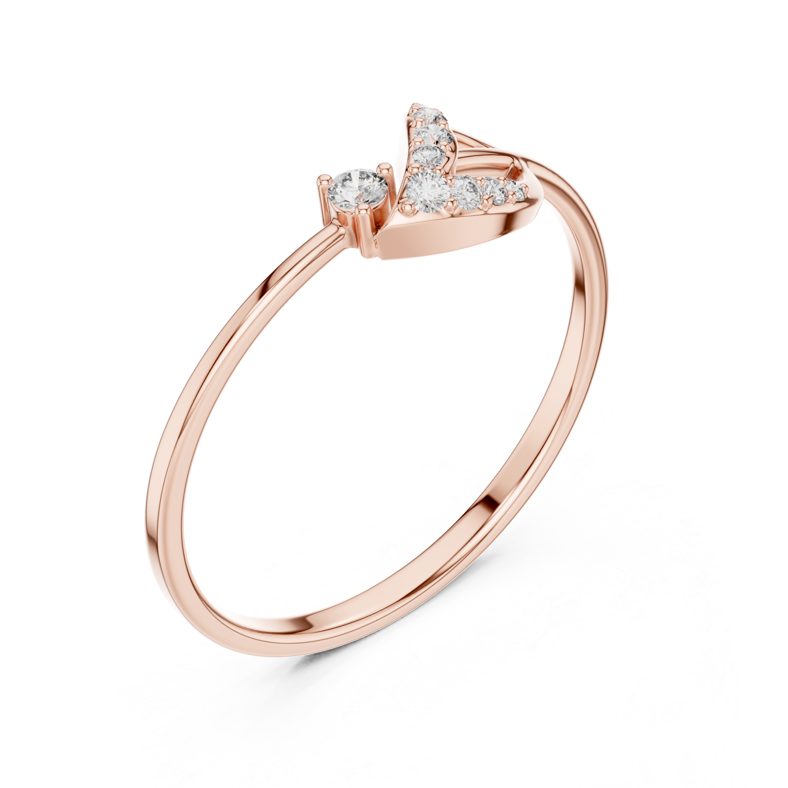  Rose Gold Radiant Touch Infinity Echo Solitaire Ring Right View