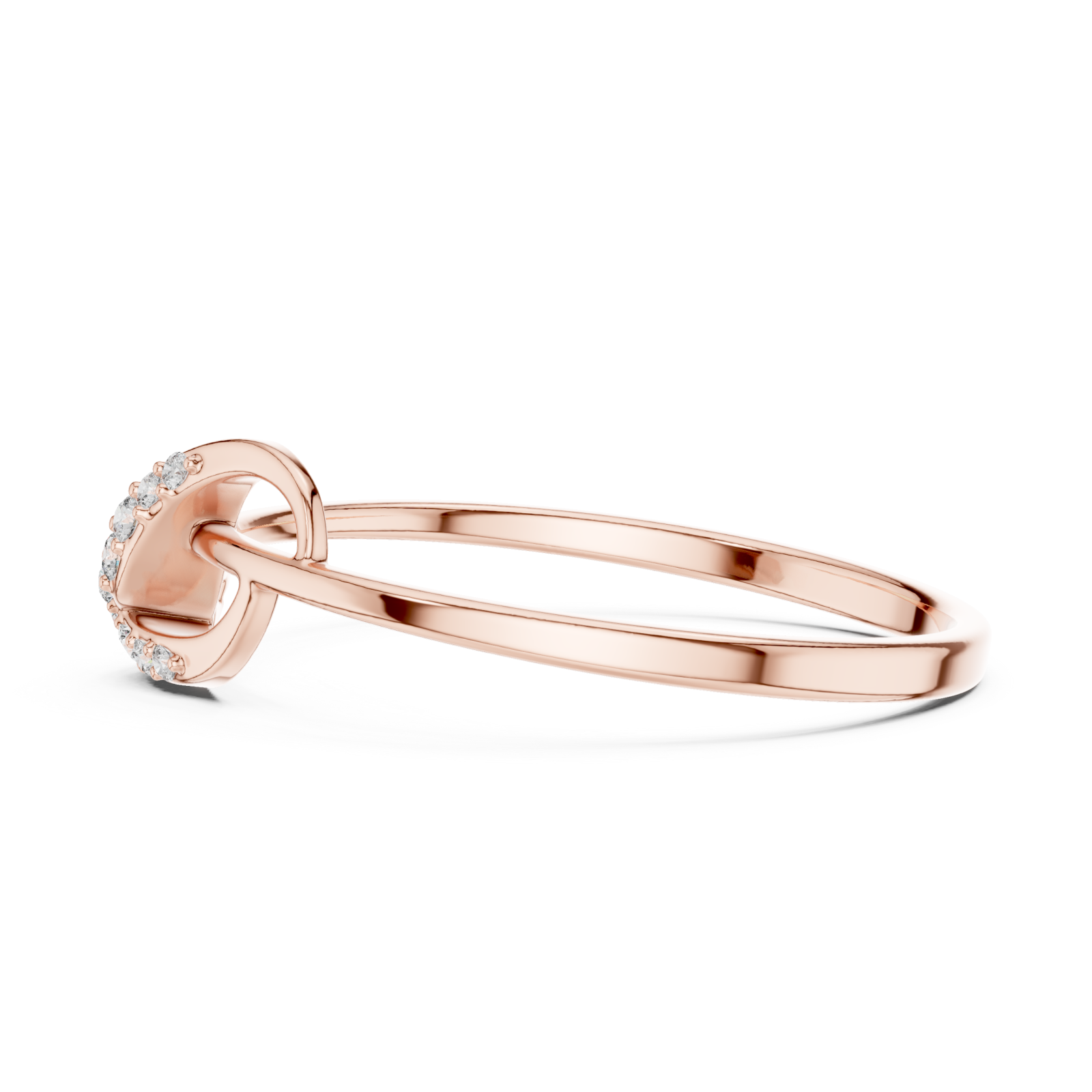  Rose Gold Radiant Touch Infinity Echo Solitaire Ring Side View