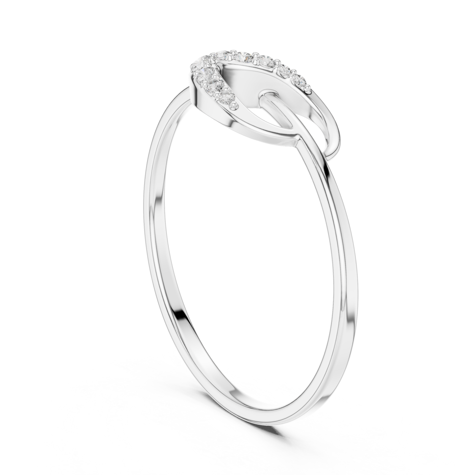  White Gold Radiant Touch Infinity Echo Solitaire Ring Left View