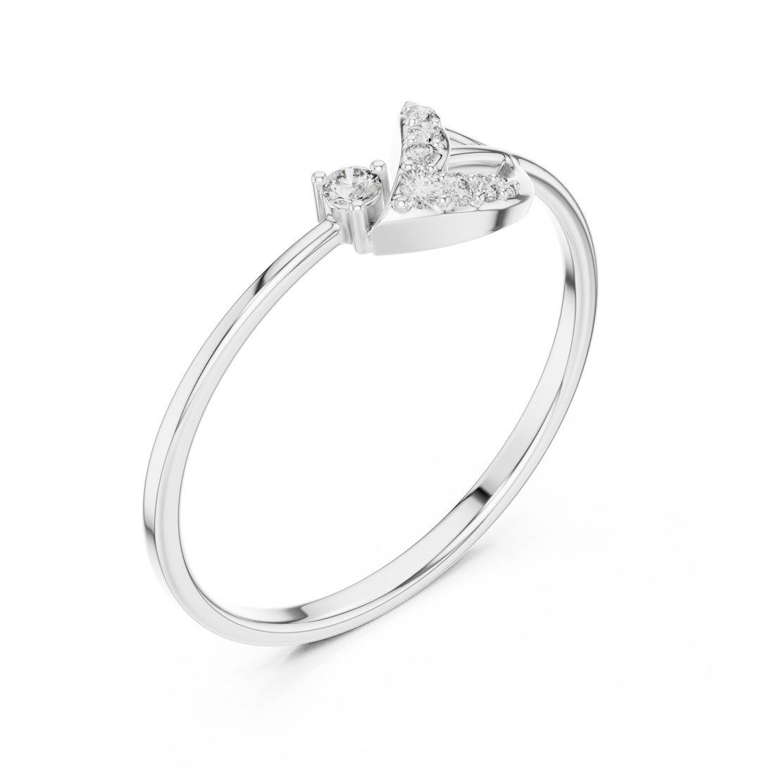  White Gold Radiant Touch Infinity Echo Solitaire Ring Front View