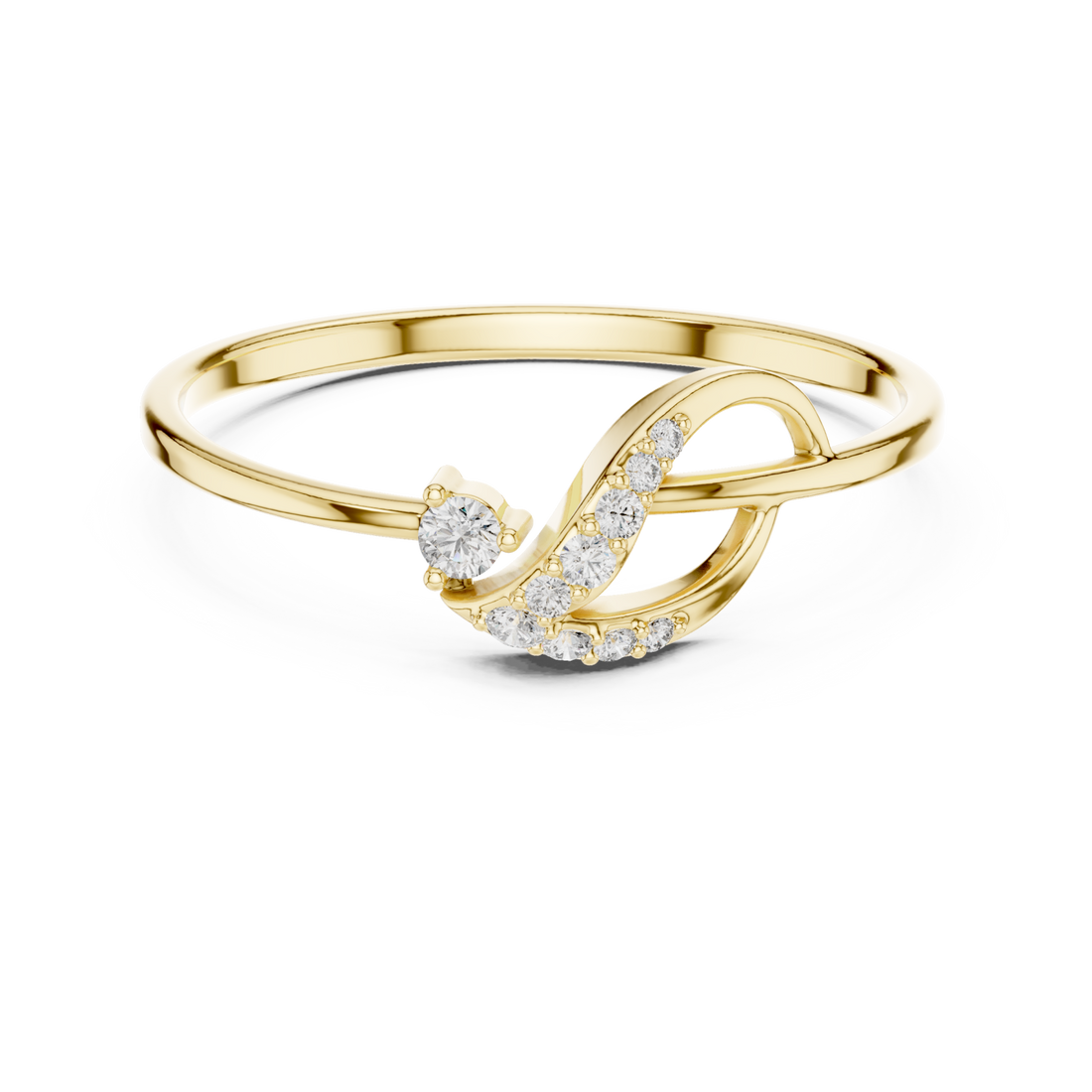 Gold Radiant Touch Infinity Echo Solitaire Ring Right View