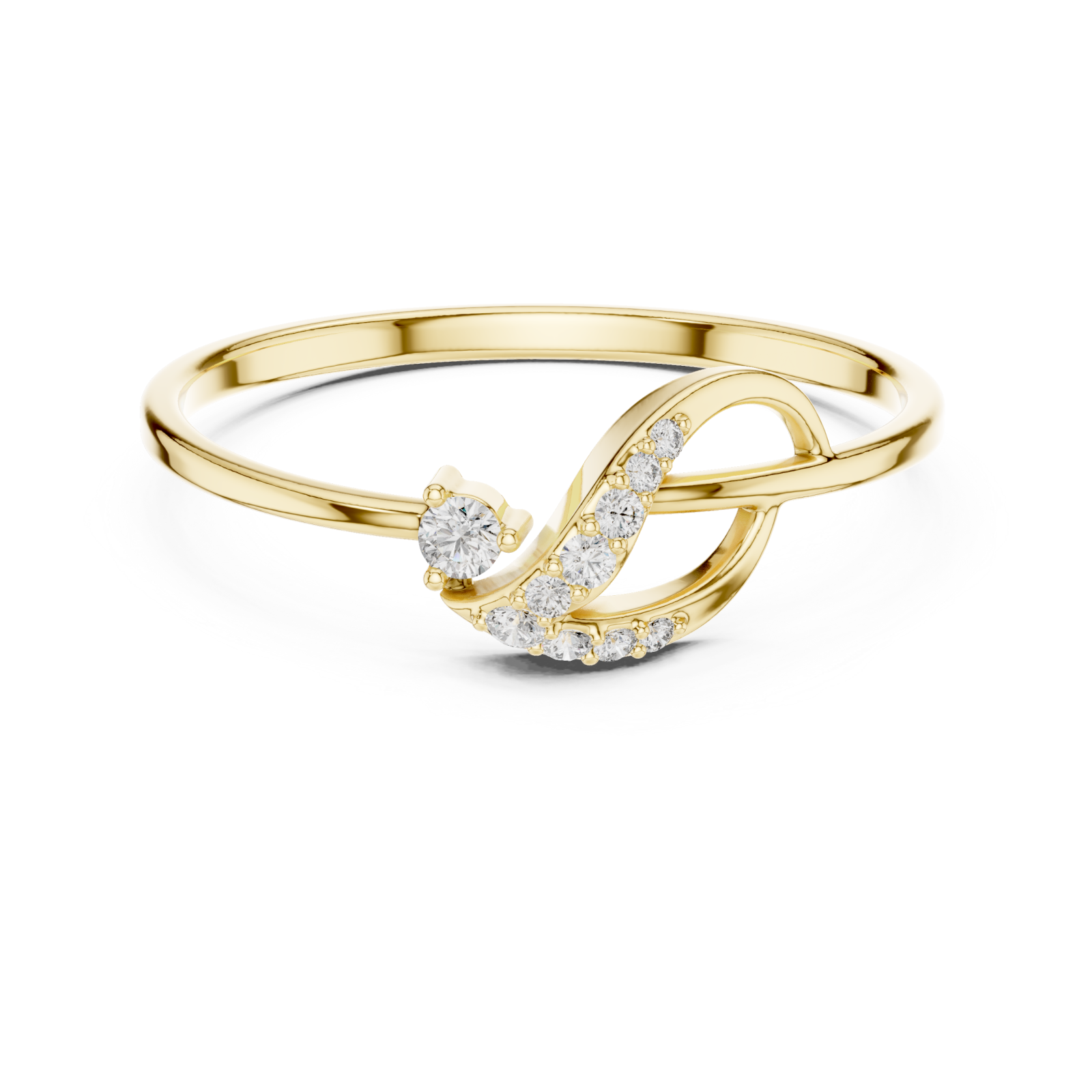 Gold Radiant Touch Infinity Echo Solitaire Ring Front View