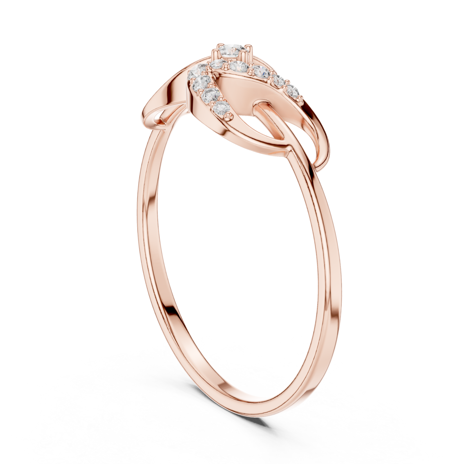  Rose Gold Sweetheart Embrace Lattice Band Ring Left View