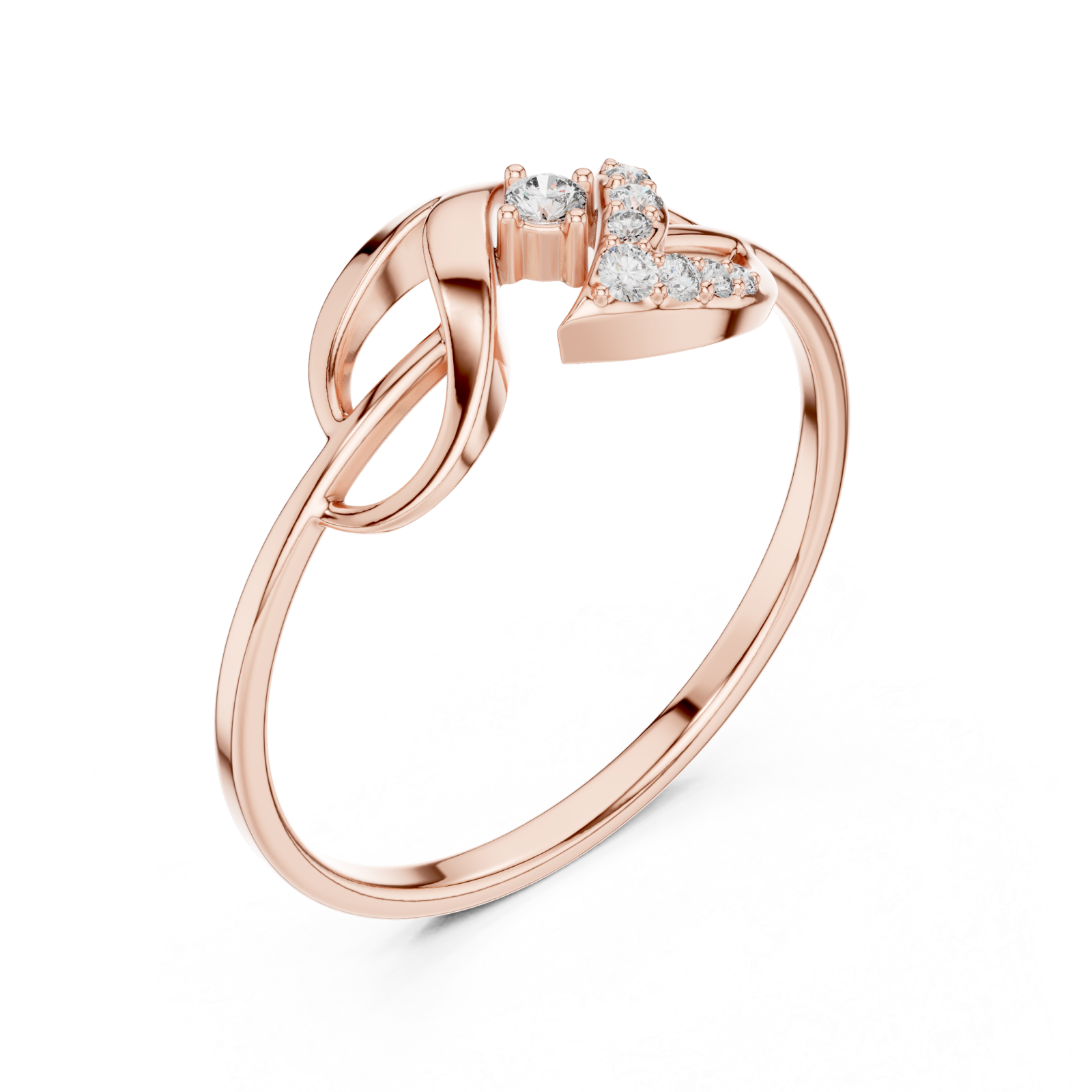  Rose Gold Sweetheart Embrace Lattice Band Ring Right View