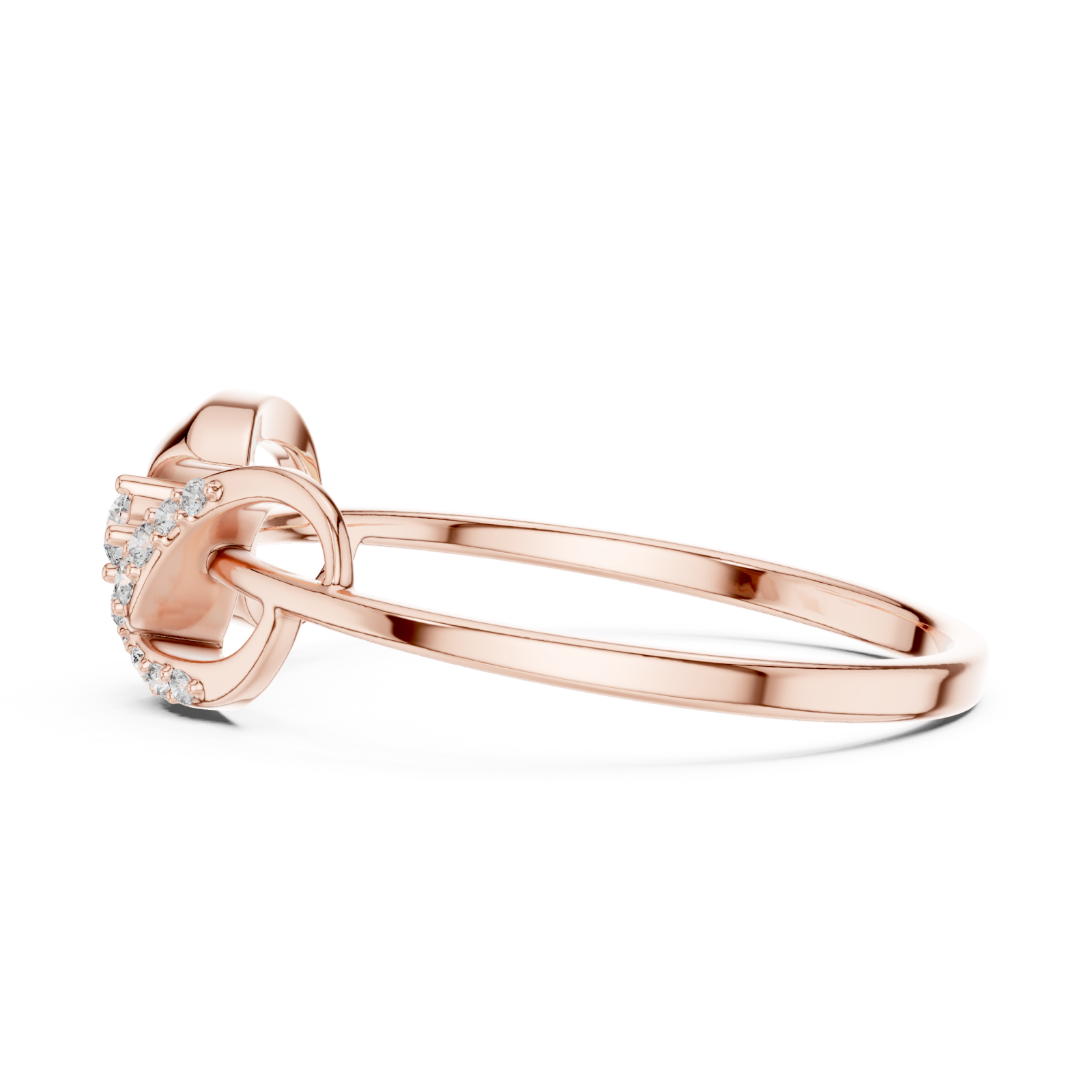  Rose Gold Sweetheart Embrace Lattice Band Ring Side View
