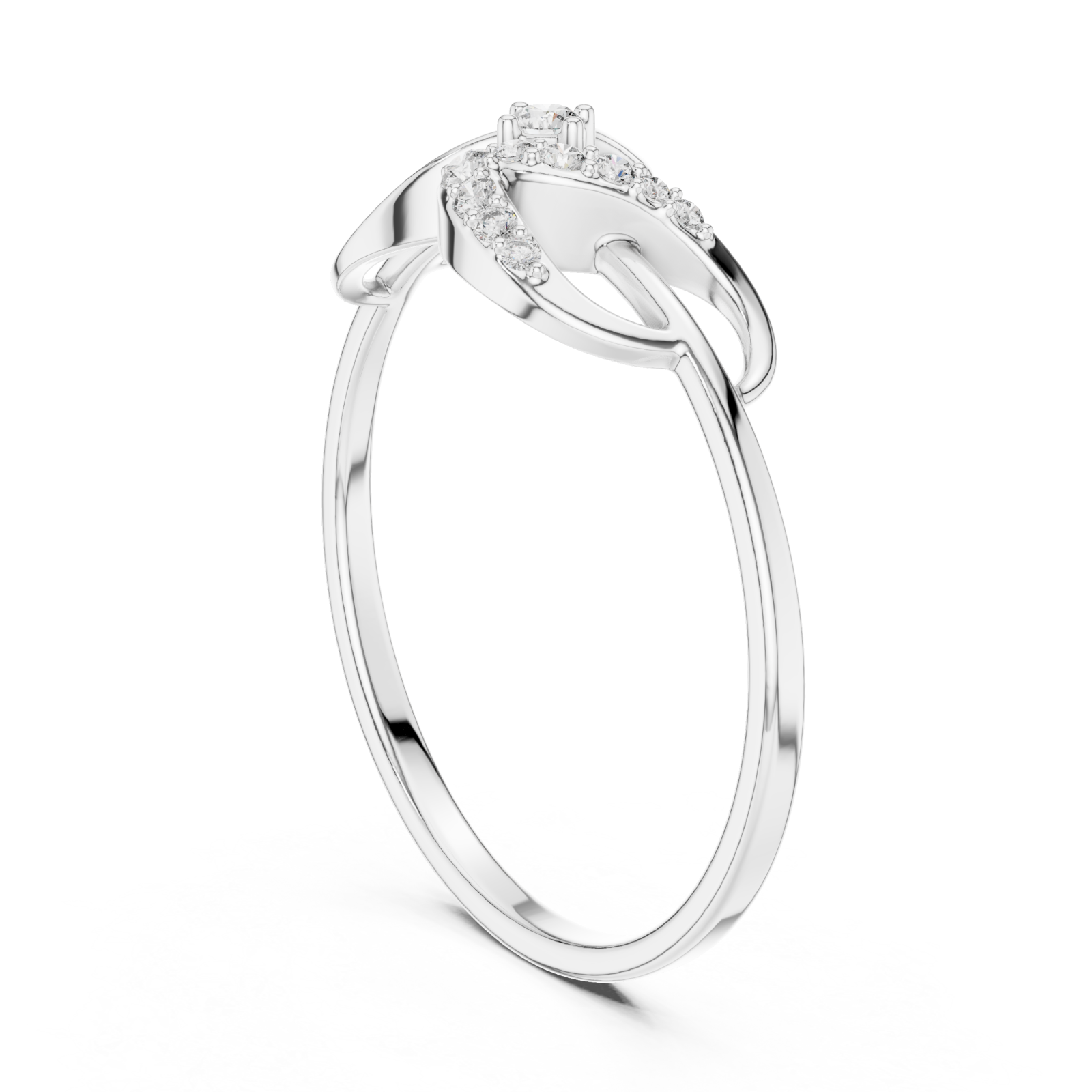  White Gold Sweetheart Embrace Lattice Band Ring Left View