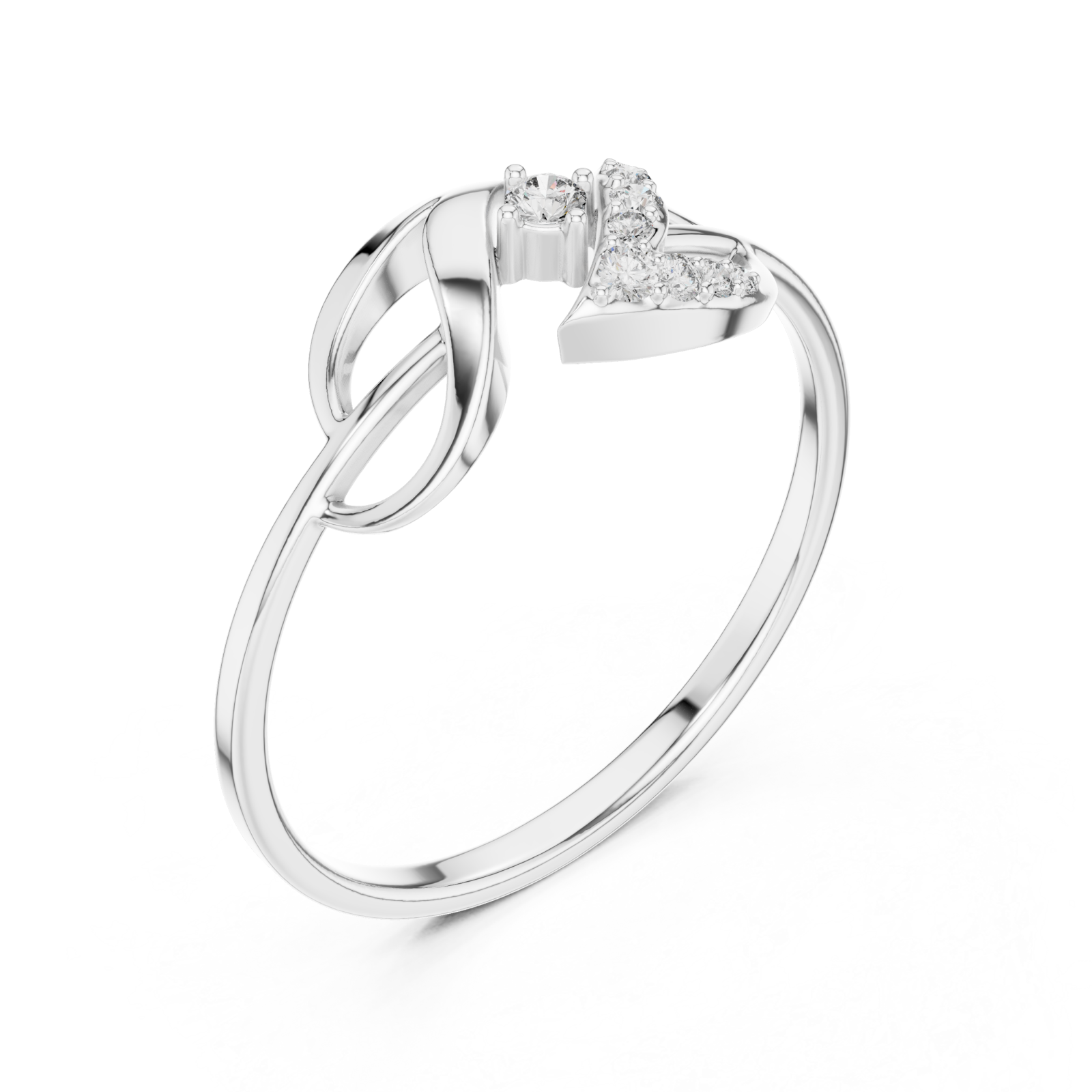  White Gold Sweetheart Embrace Lattice Band Ring Right View