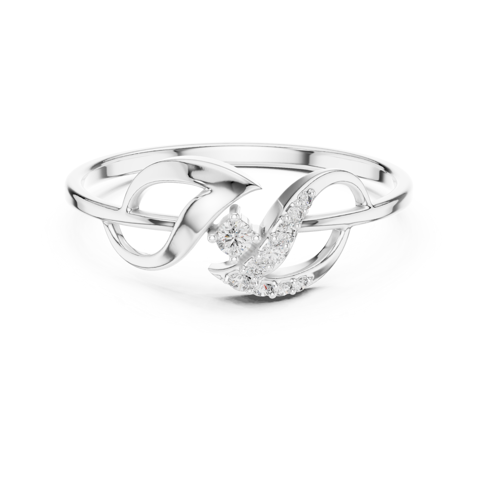  White Gold Sweetheart Embrace Lattice Band Ring Front View