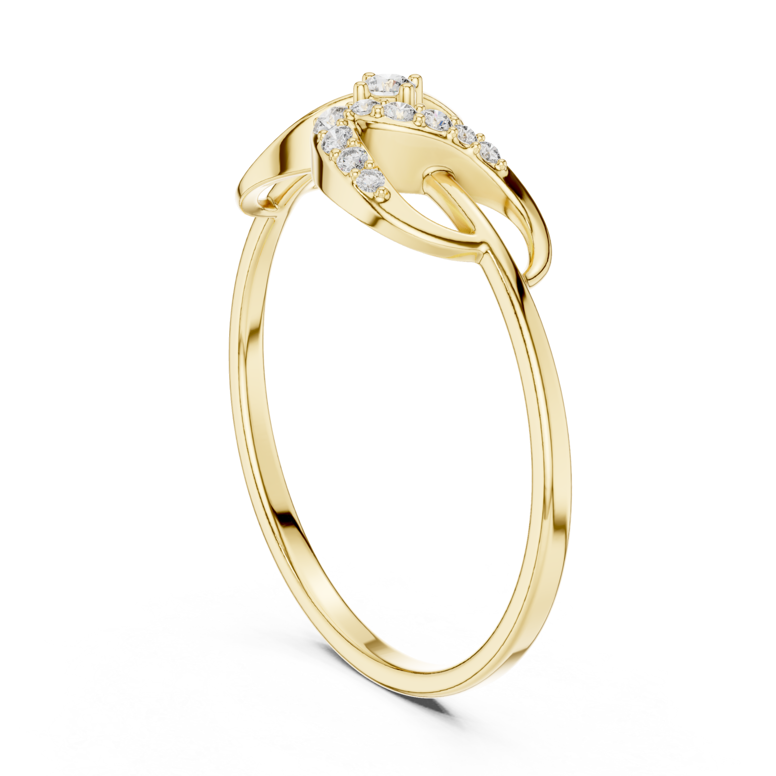  Gold Sweetheart Embrace Lattice Band Ring Left View