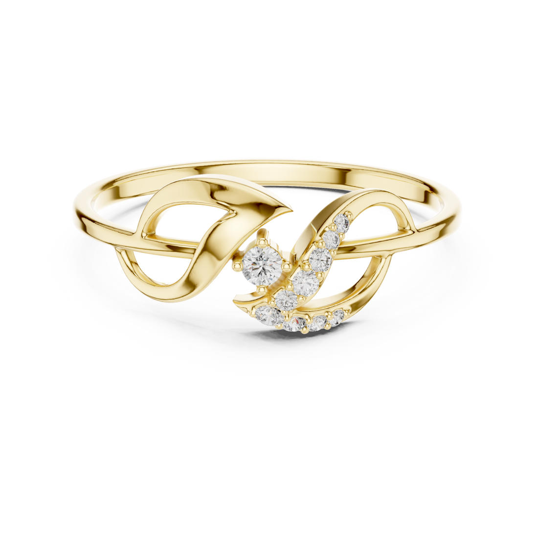 Gold Sweetheart Embrace Lattice Band Ring Right View