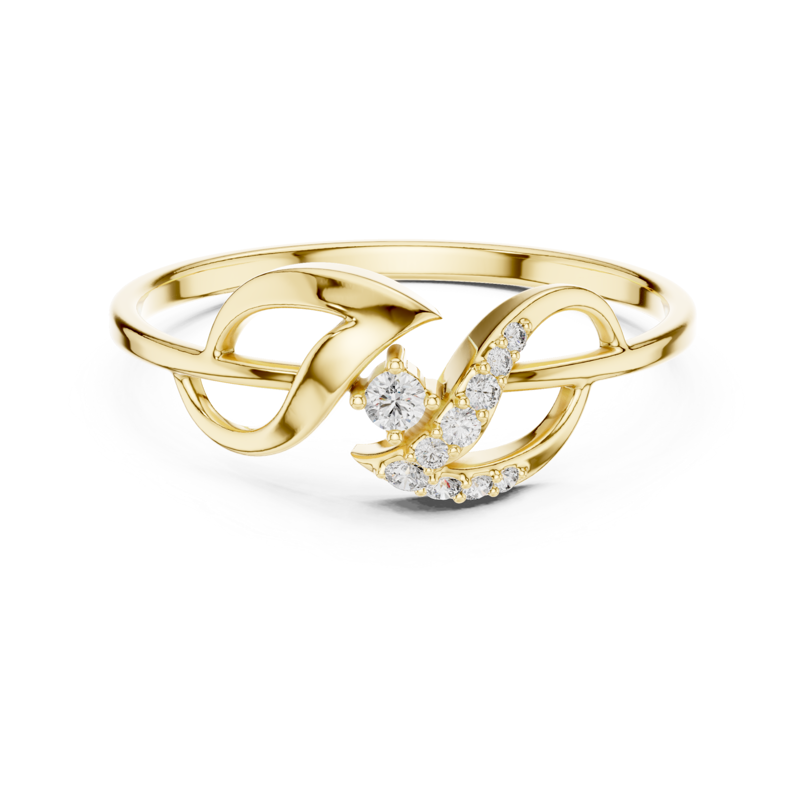  Gold Sweetheart Embrace Lattice Band Ring Front View