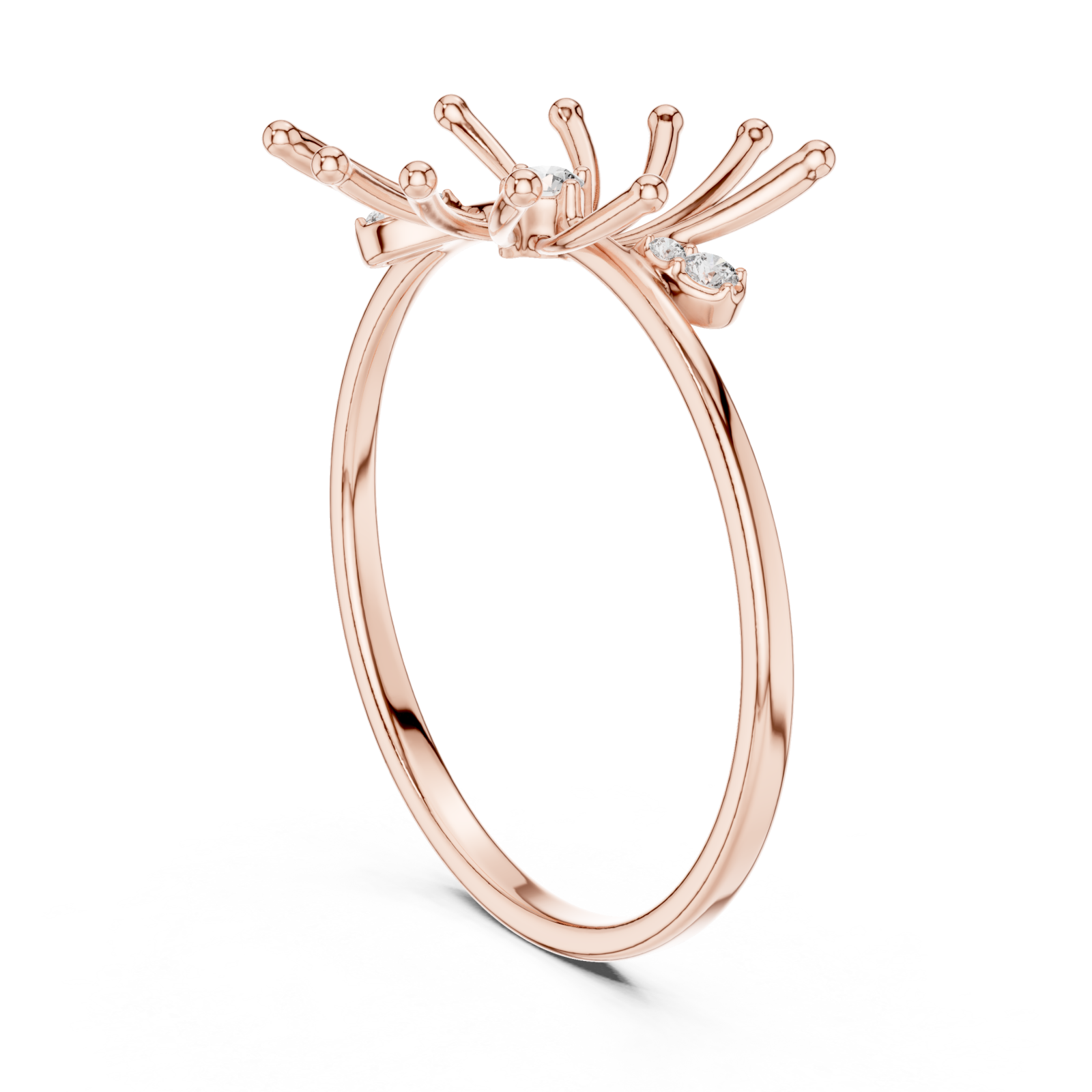  Rose Gold Radiant Petal Aurora Open Ring Left View