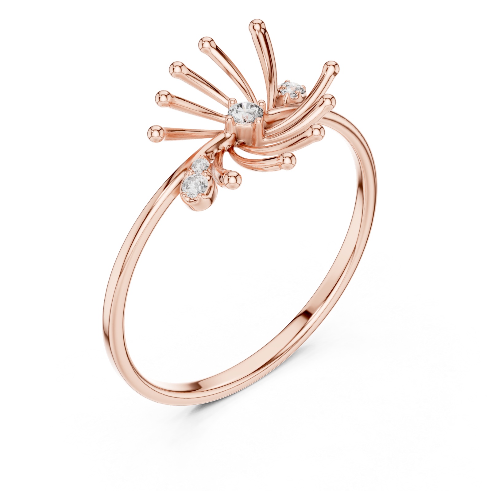  Rose Gold Radiant Petal Aurora Open Ring Right View