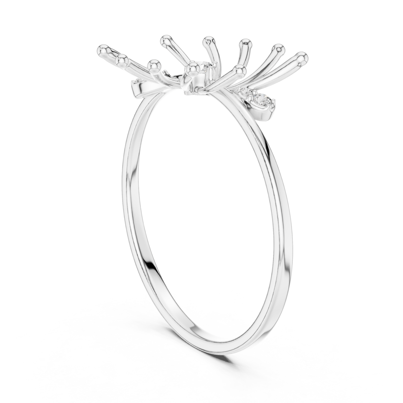  White Gold Radiant Petal Aurora Open Ring Left View