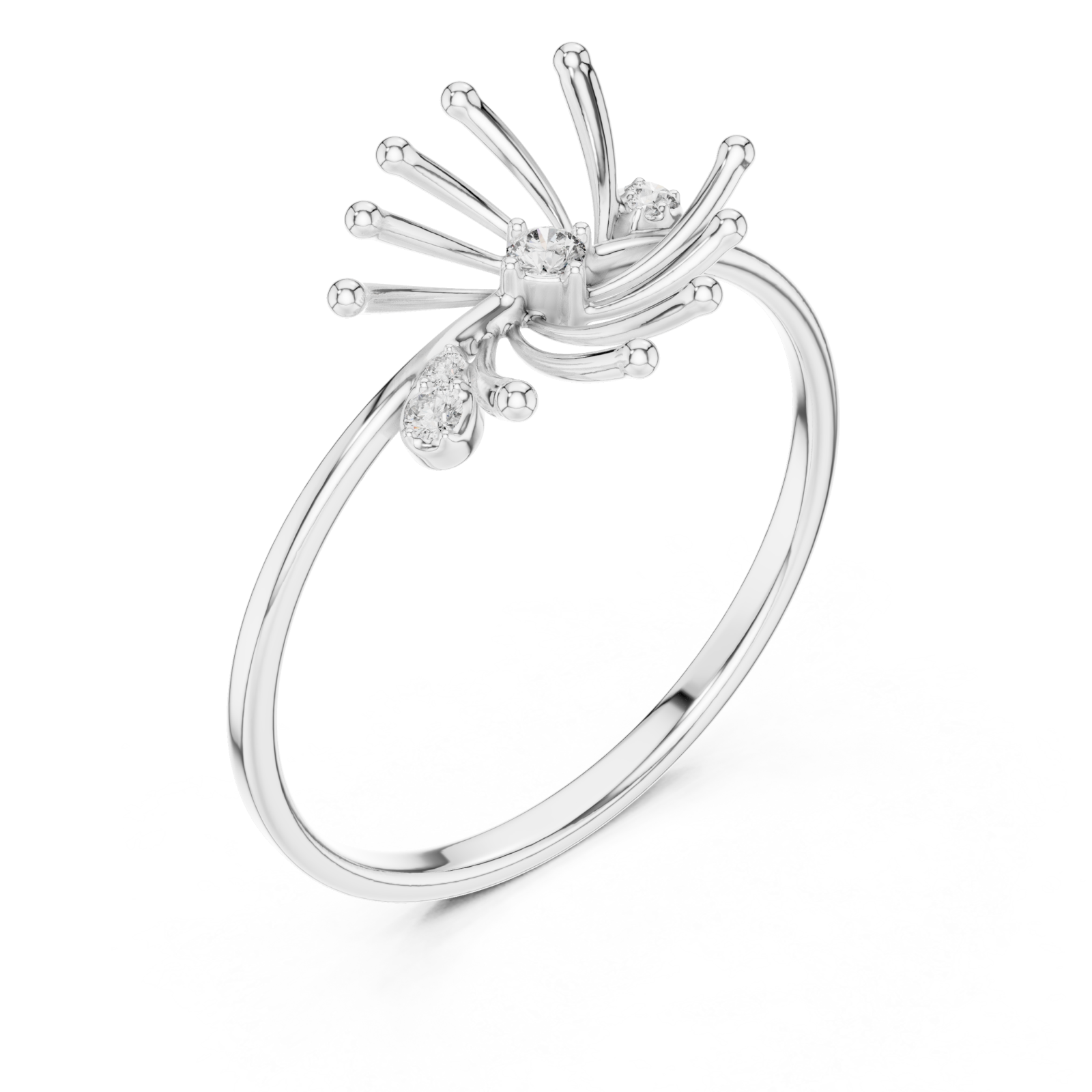  White Gold Radiant Petal Aurora Open Ring Right View