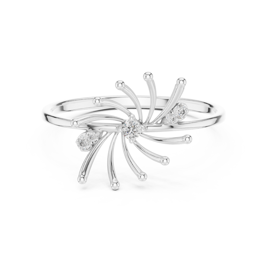  White Gold Radiant Petal Aurora Open Ring Right View
