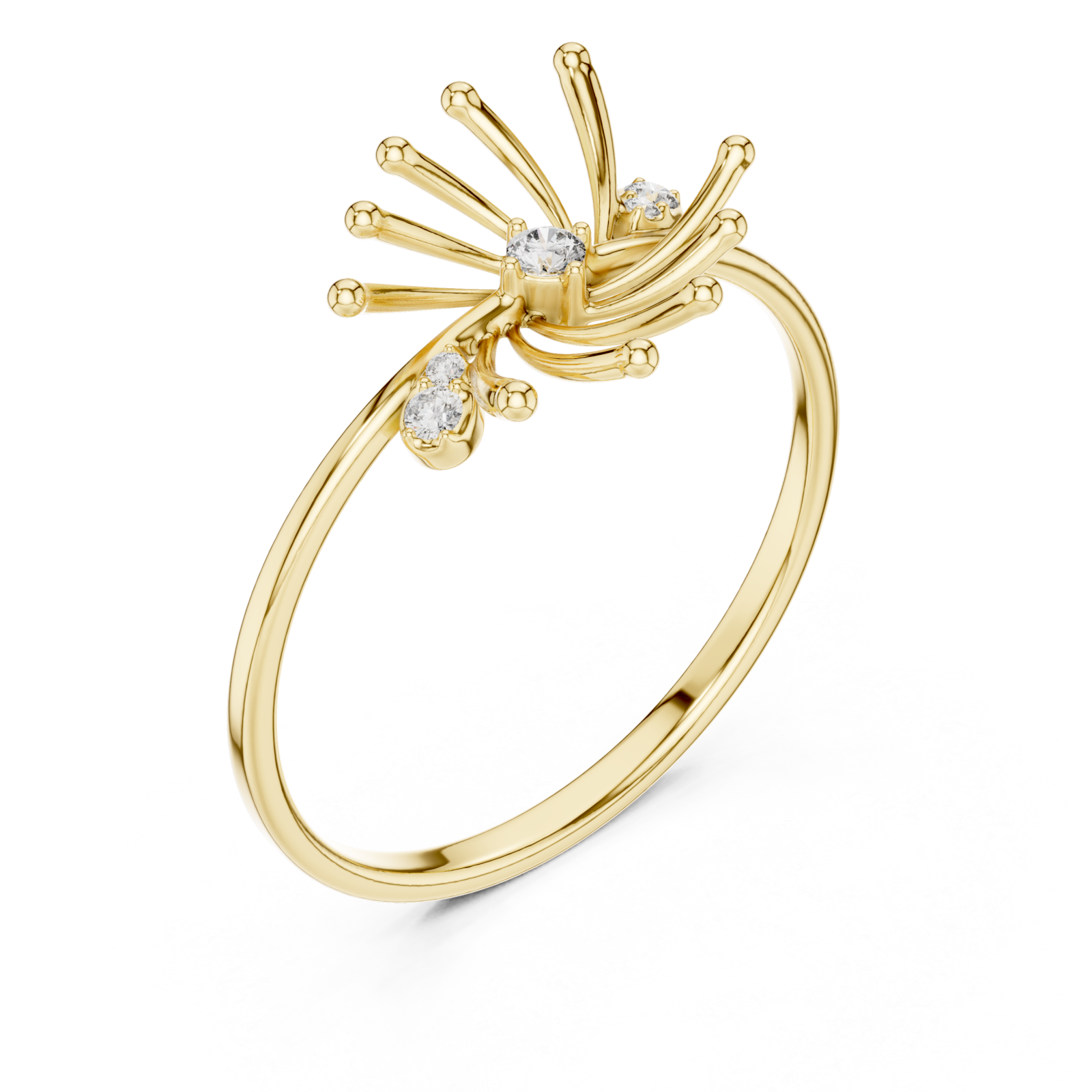 Gold Radiant Petal Aurora Open Ring Right View