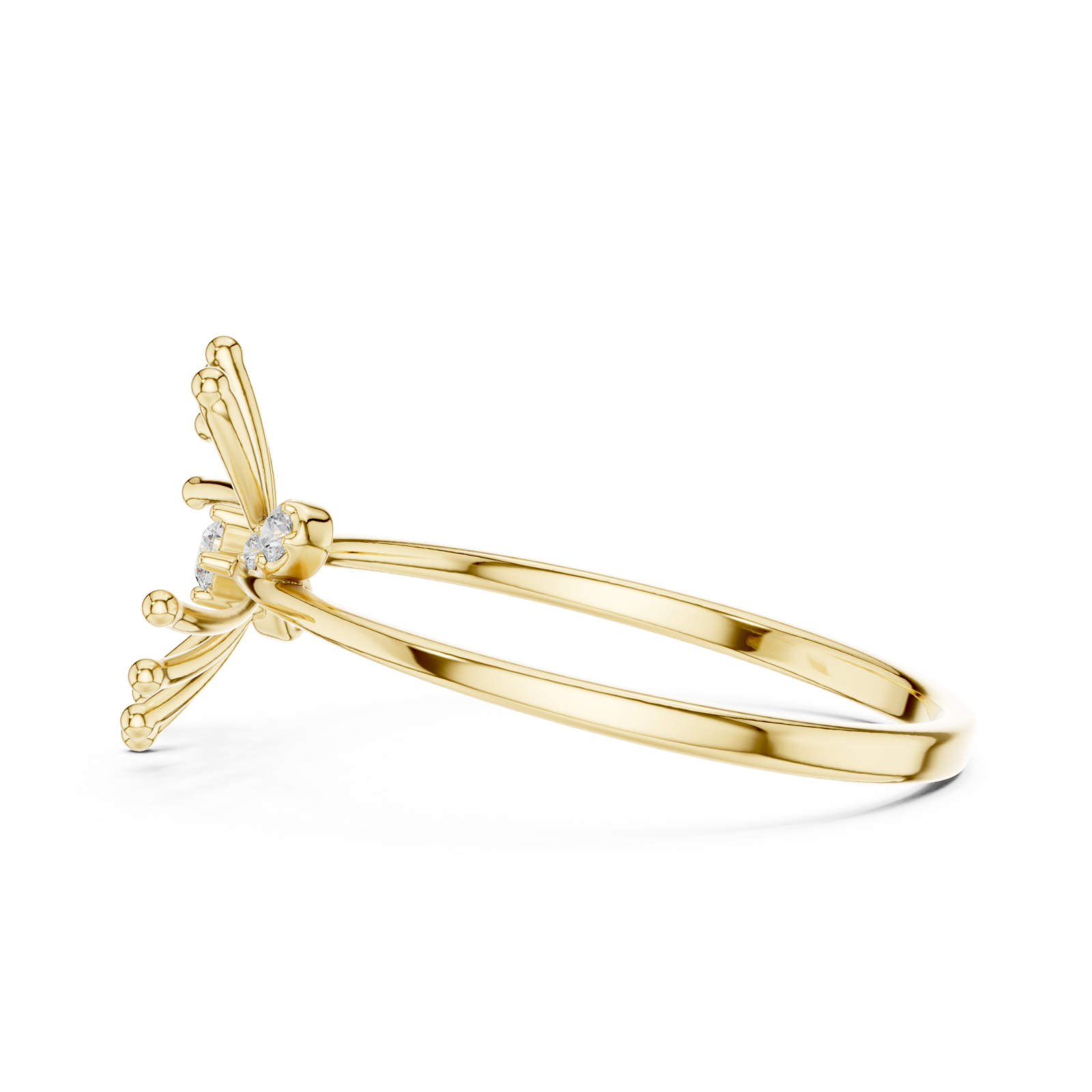  Gold Radiant Petal Aurora Open Ring Side View