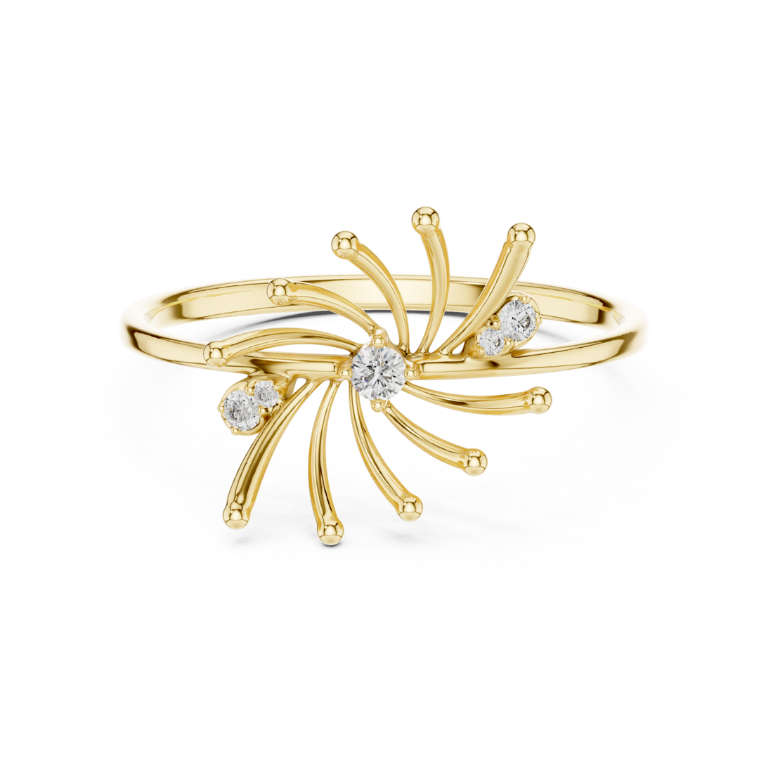 Gold Radiant Petal Aurora Open Ring Right View