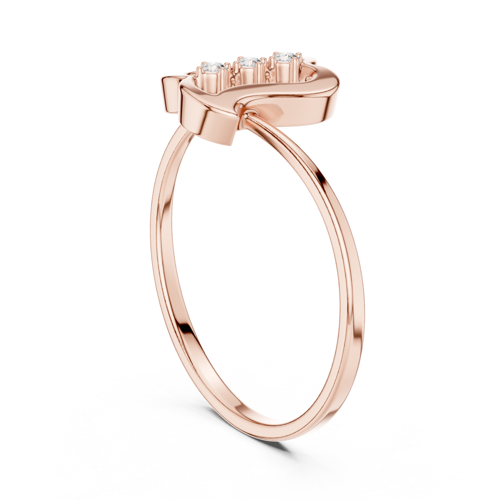  Rose Gold Whisper Wave Band Ring Left View