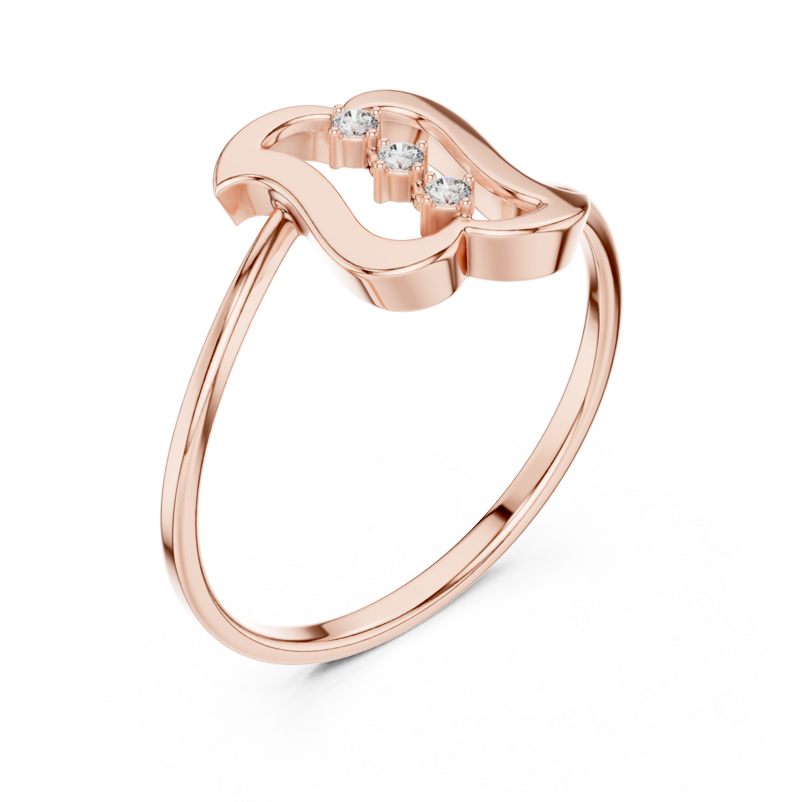  Rose Gold Whisper Wave Band Ring Right View