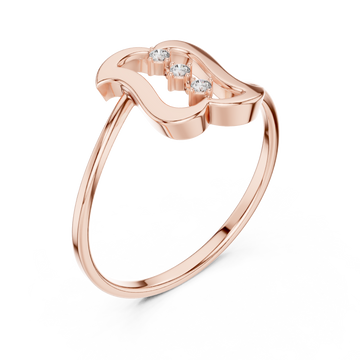  Rose Gold Whisper Wave Band Ring Right View