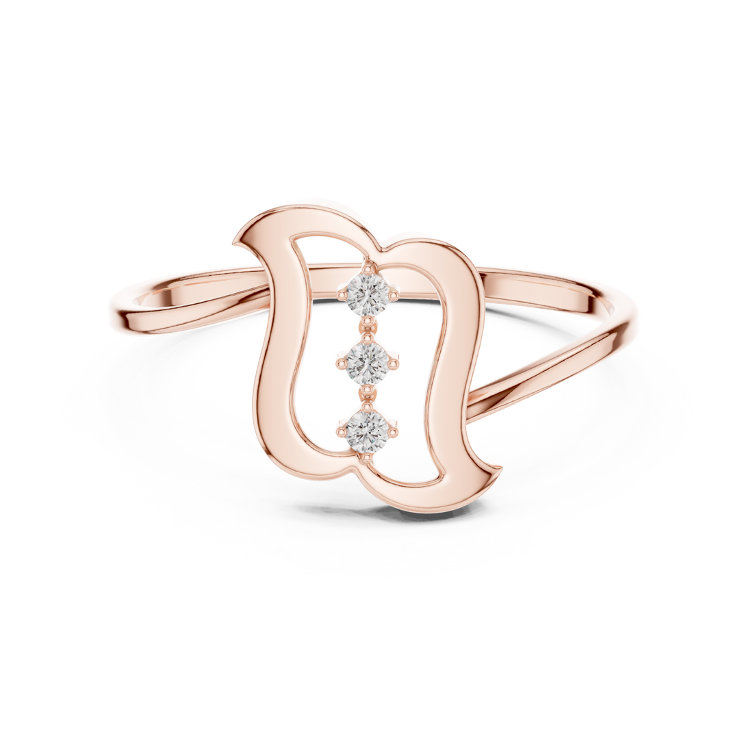  Rose Gold Whisper Wave Band Ring Front View