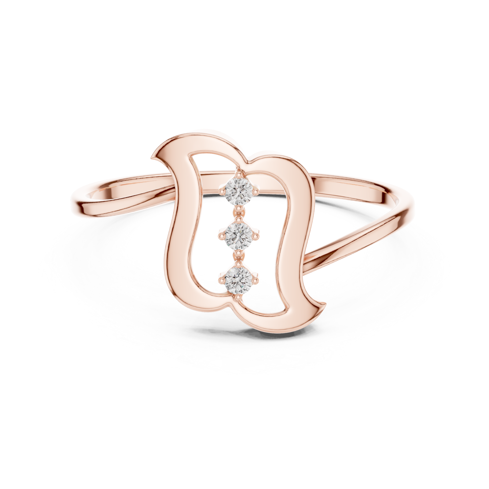  Rose Gold Whisper Wave Band Ring Front View