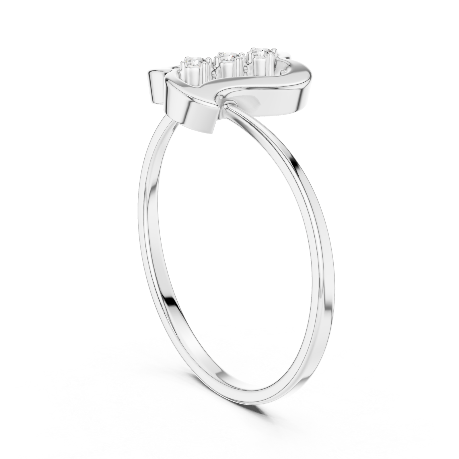  White Gold Whisper Wave Band Ring Left View
