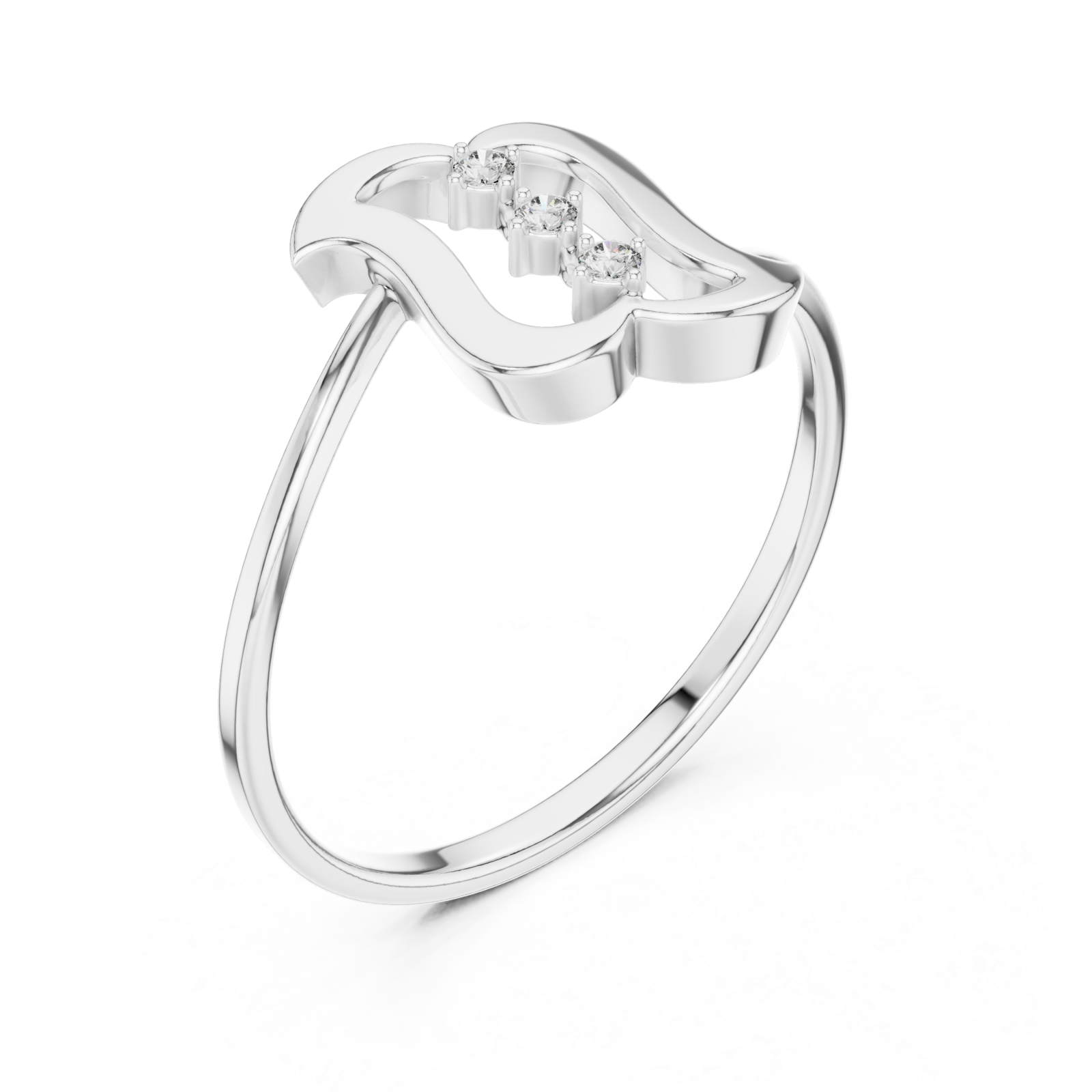  White Gold Whisper Wave Band Ring Right View