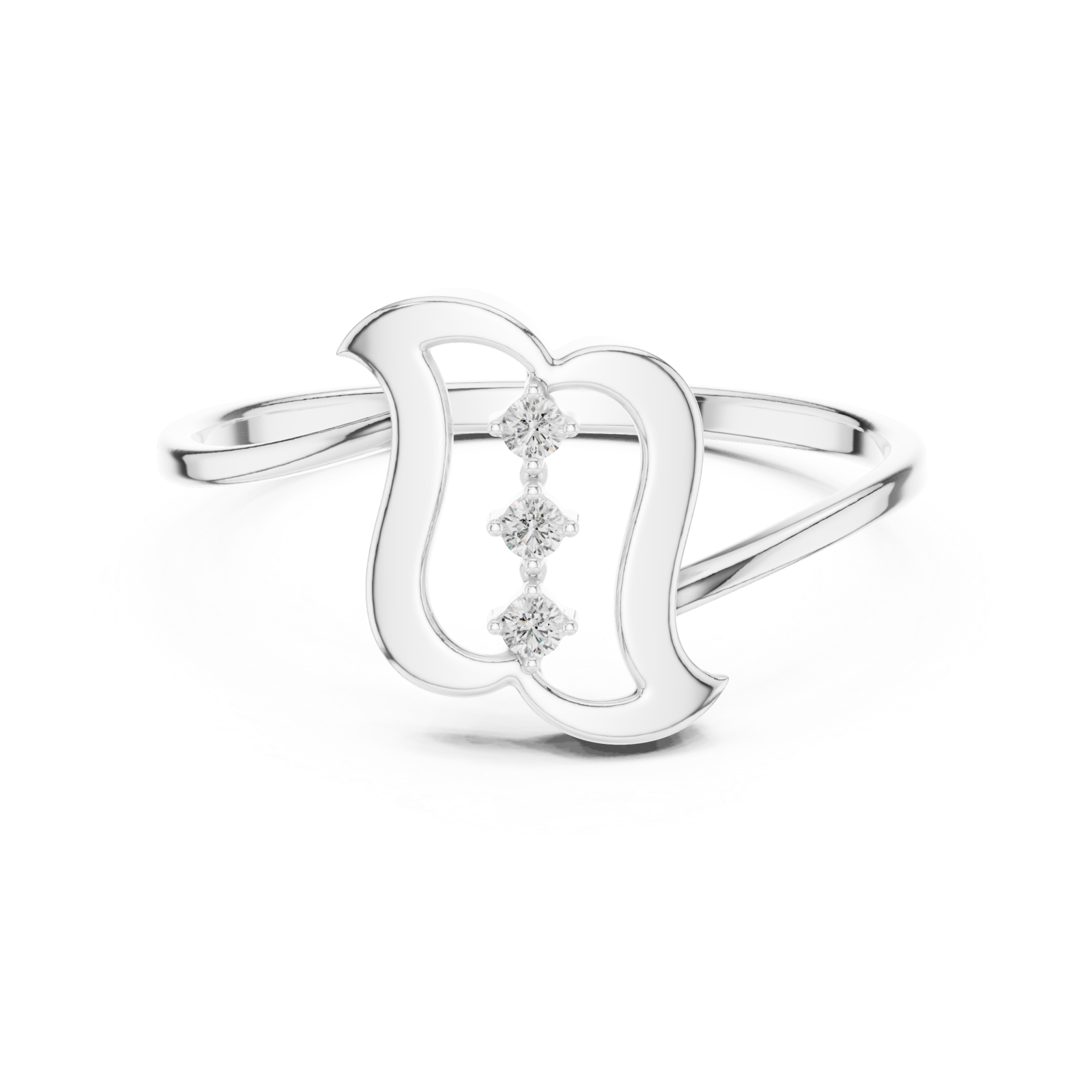  White Gold Whisper Wave Band Ring Front View