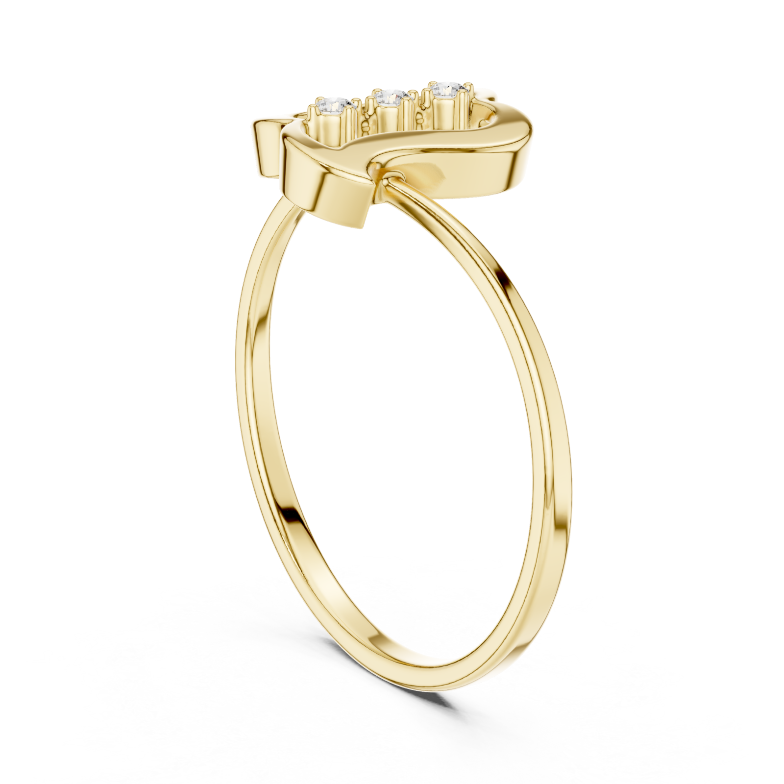  Gold Whisper Wave Band Ring Left View