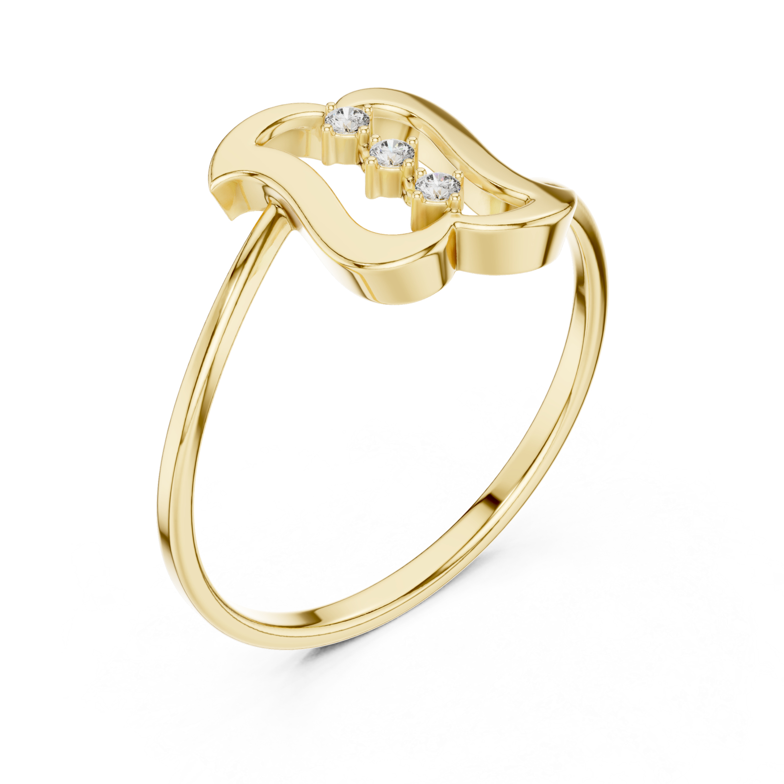 Gold Whisper Wave Band Ring Right View