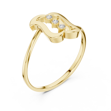 Gold Whisper Wave Band Ring Right View