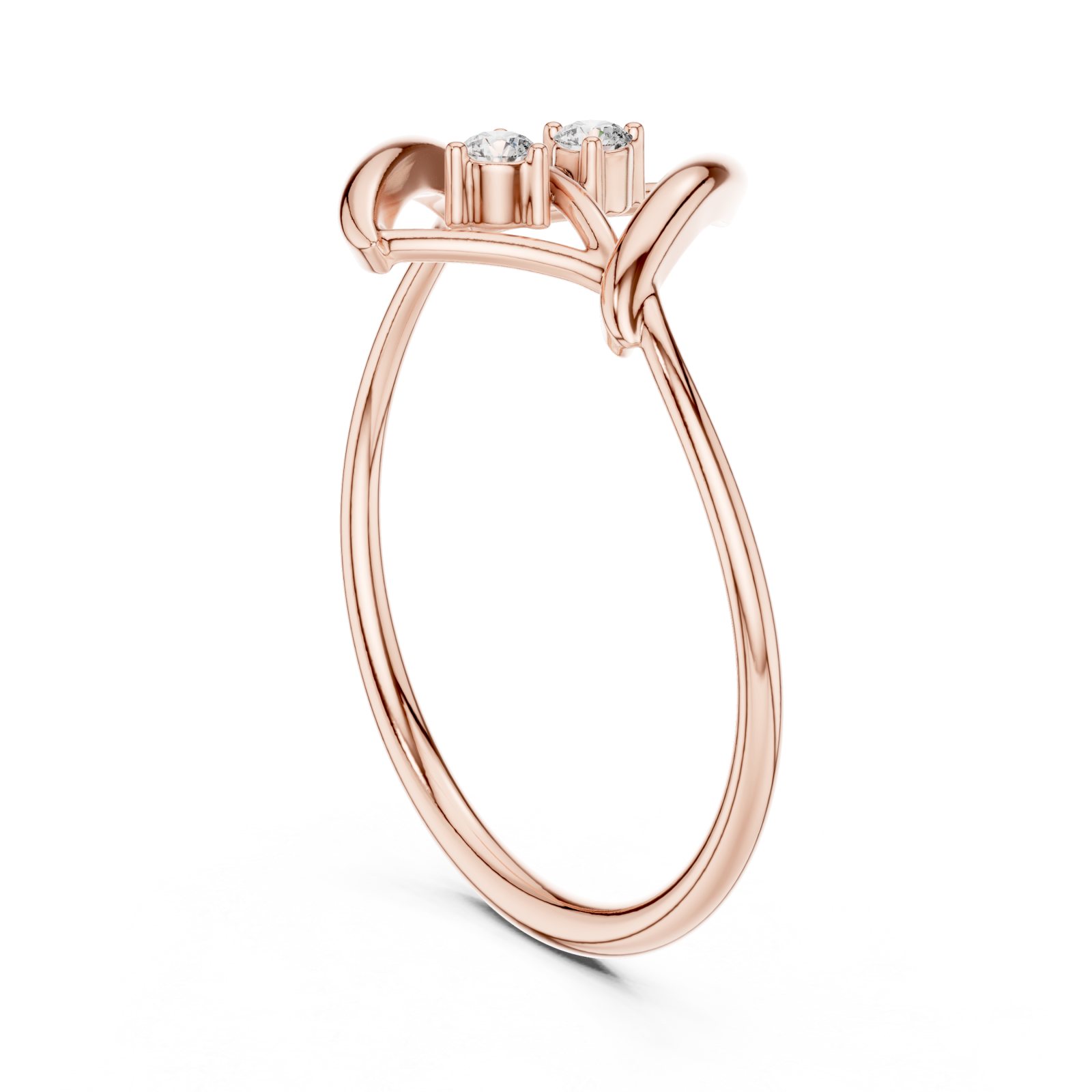  Rose Gold Infinite Whisper Duo Sparkle Bypass Ring Left View