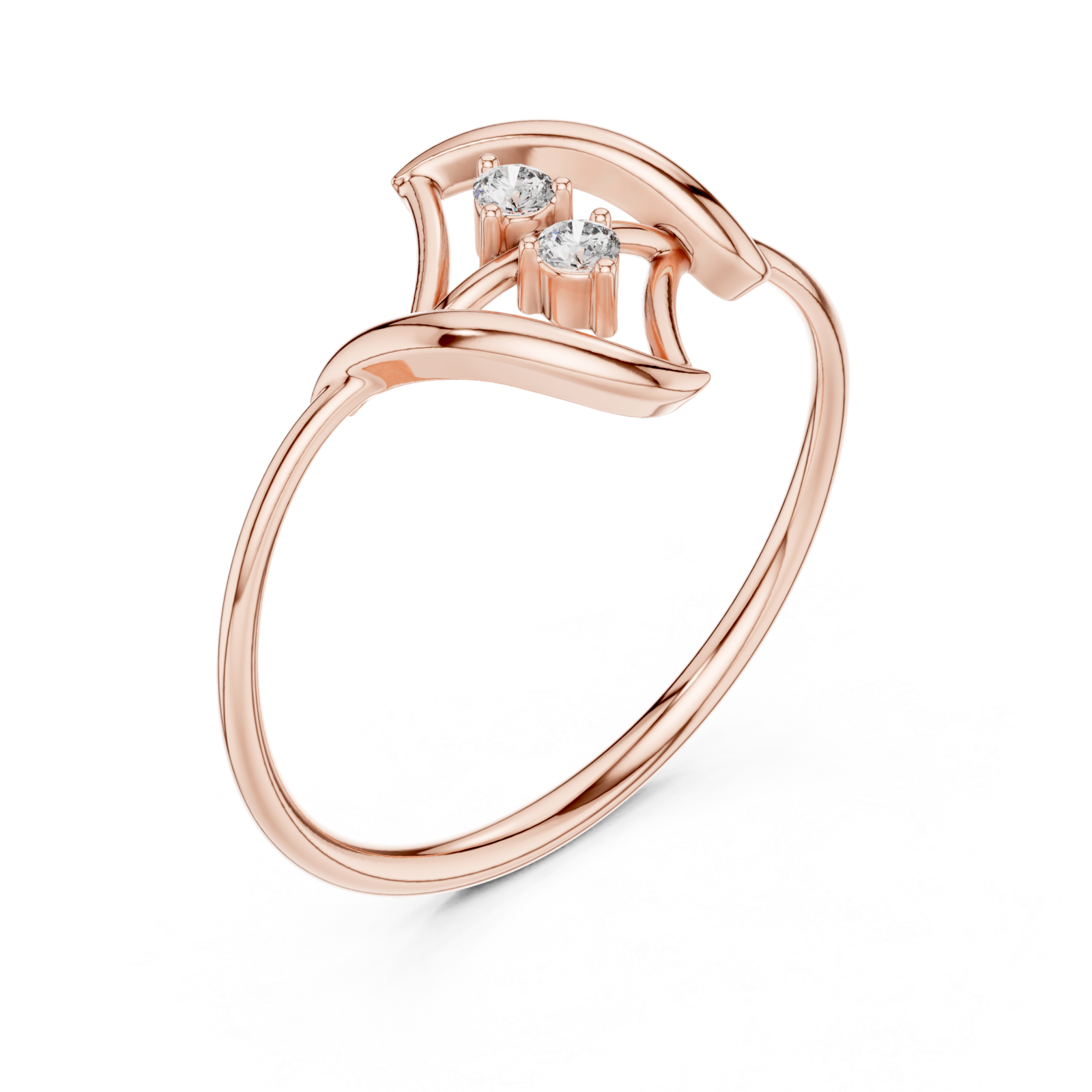  Rose Gold Infinite Whisper Duo Sparkle Bypass Ring Right View