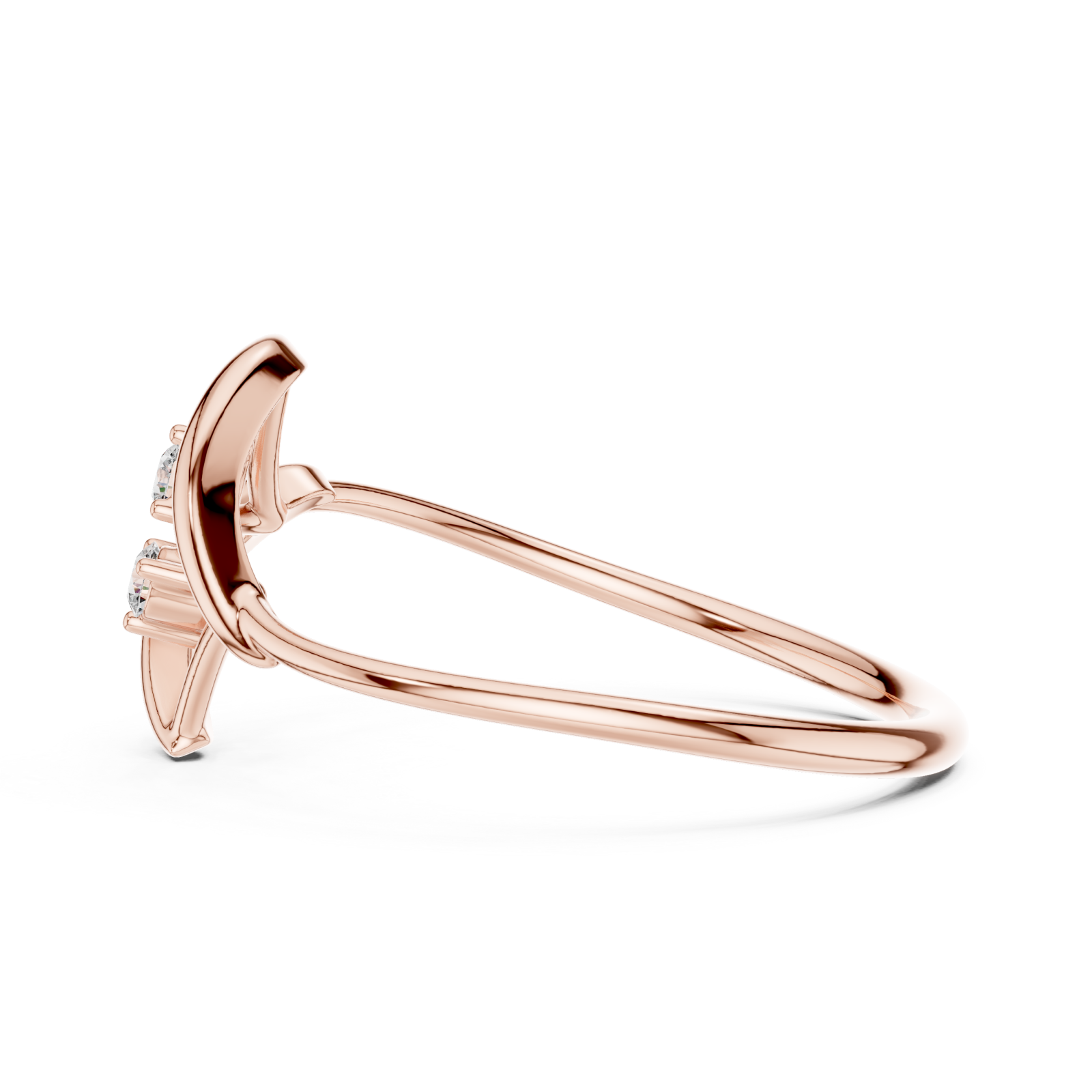  Rose Gold Infinite Whisper Duo Sparkle Bypass Ring Side View