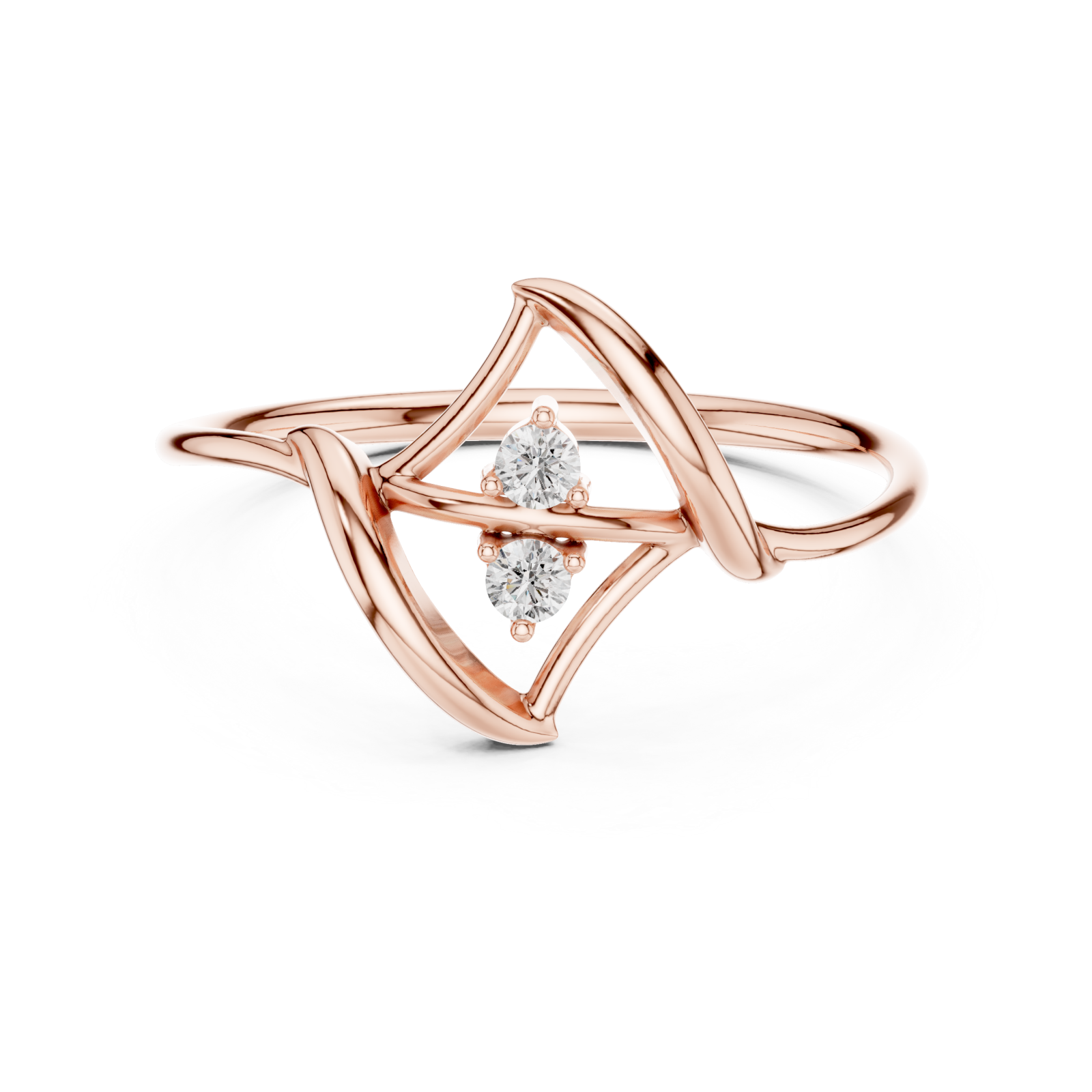  Rose Gold Infinite Whisper Duo Sparkle Bypass Ring Front View