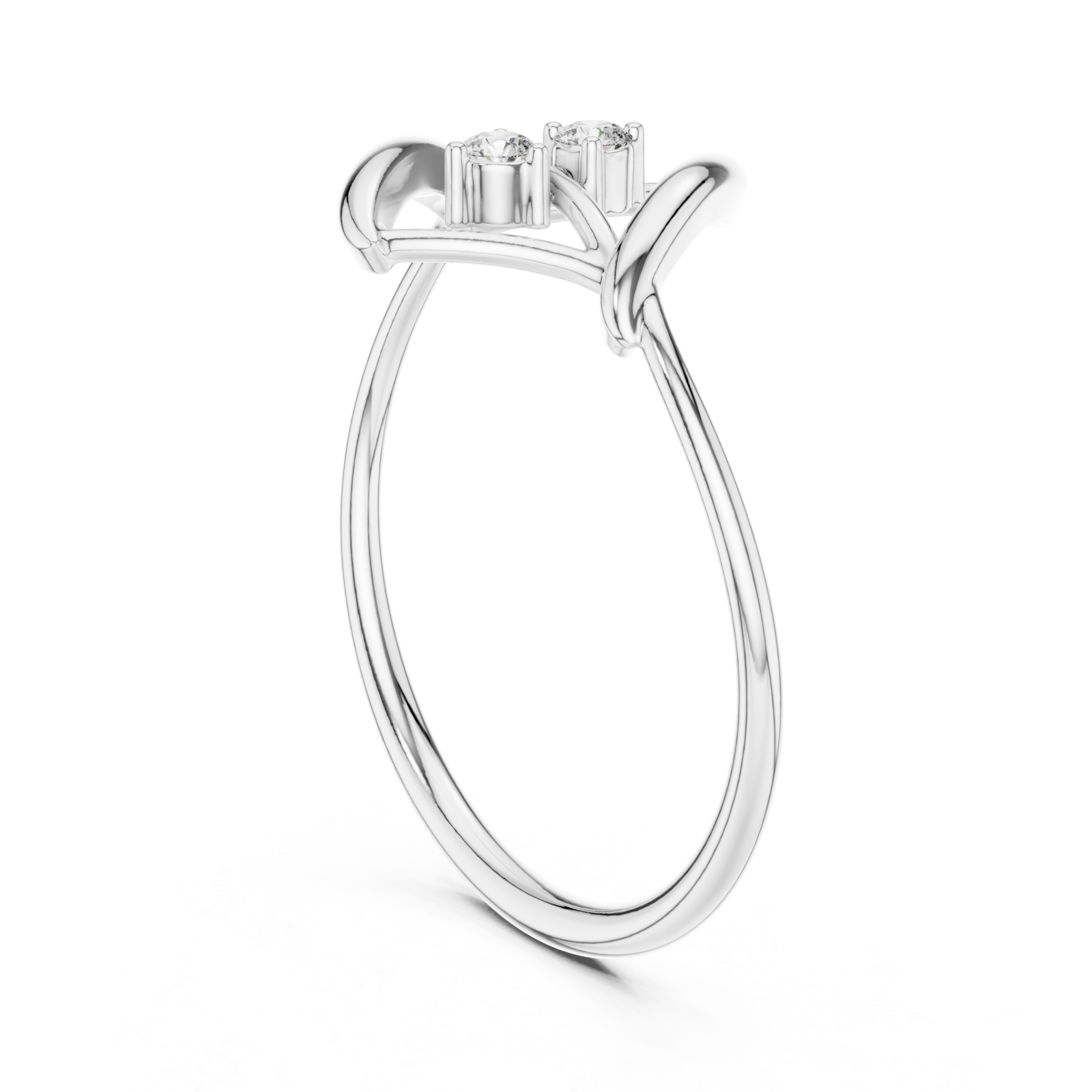  White Gold Infinite Whisper Duo Sparkle Bypass Ring Left View